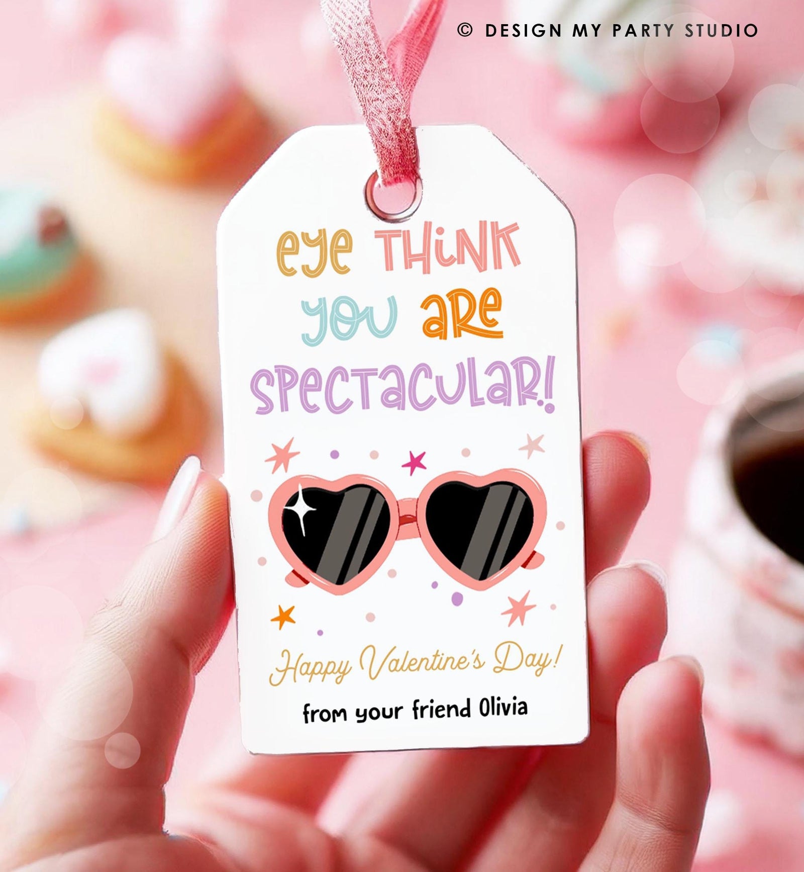 Editable Sunglasses Valentines Tag Valentines Glasses Eye Think You Are Spectacular Non Candy Kids School Classroom Template Printable 0370