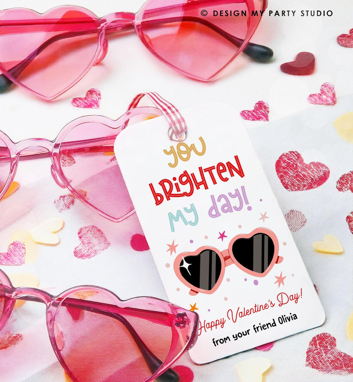 Editable Sunglasses Valentines Tag Valentines Glasses you Shine Bright Treat Non Candy Kids School Classroom Digital Template Printable 0370