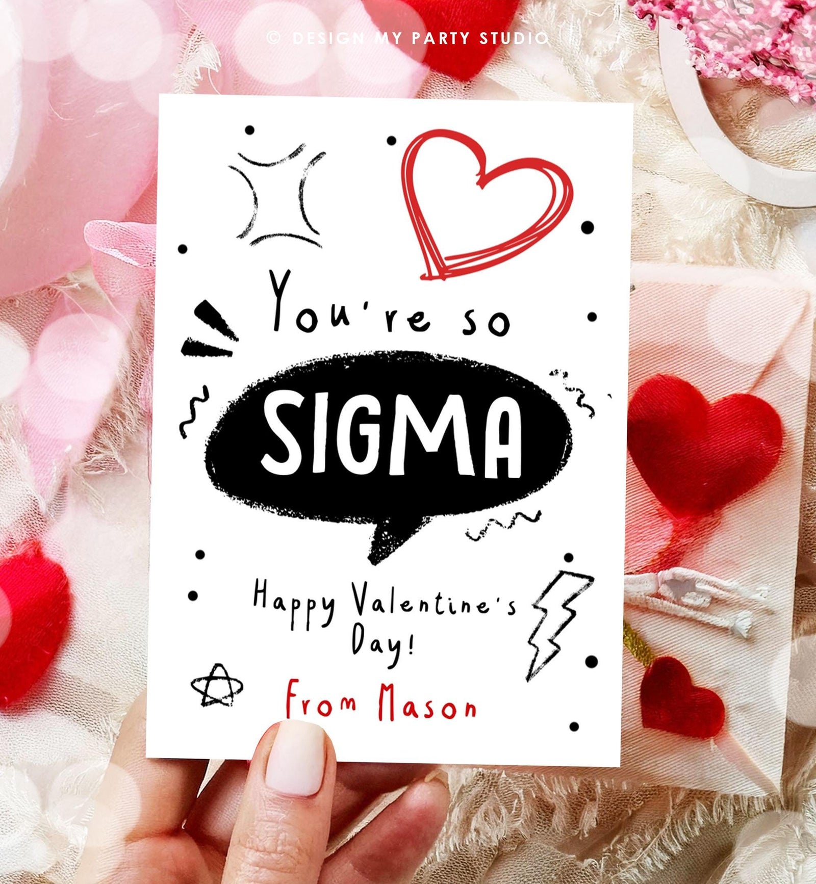 Editable Funny Valentine's Day Card Slang Valentine Kids Sigma Teen Boys Tween Tag Kids School Classroom Digital Template Printable 0370
