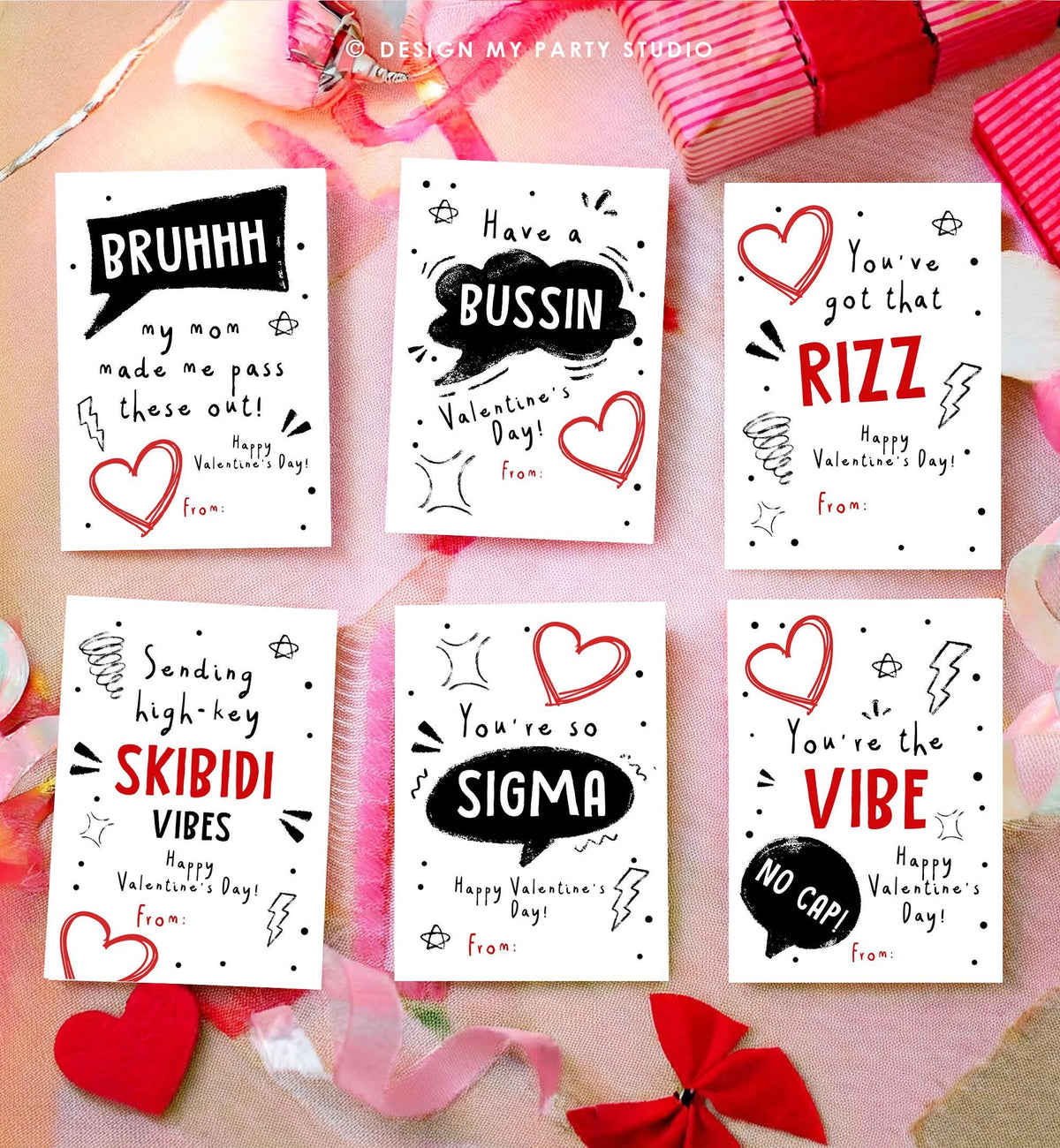 Printable Funny Valentine&#39;s Day Cards Slang Kids Valentine Classroom Teen Tween School Boys Valentine Card Digital Instant Download 0370
