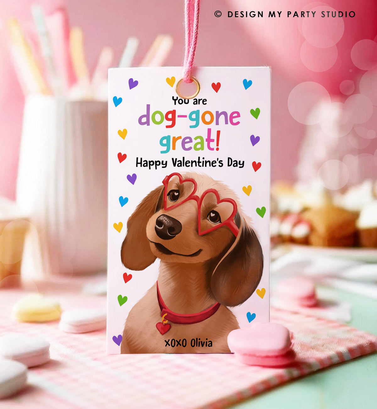 Editable Valentine&#39;s Day Tag Dog-gone Great Friend Valentine Gift Tag Puppy Kids School Classroom Funny Card Digital Template Printable 0370