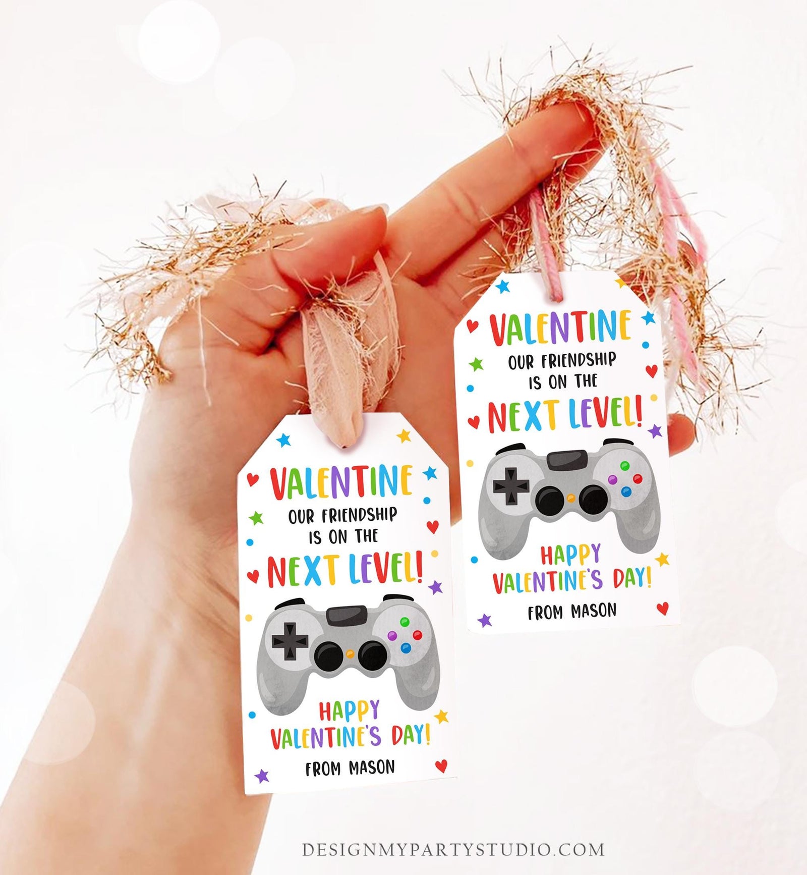 Editable Next Level Gaming Valentines Day Gift Tag Our Friendship Video Game Gamer Non-Candy Kids School Classroom Template Printable 0370