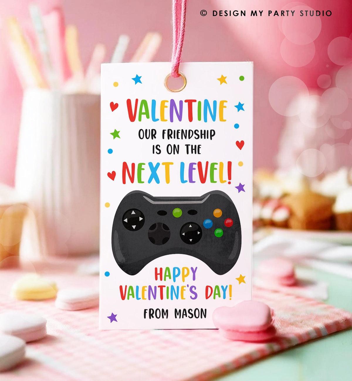 Editable Next Level Gaming Valentines Day Gift Tag Our Friendship Video Game Gamer Non-Candy Kids School Classroom Template Printable 0370