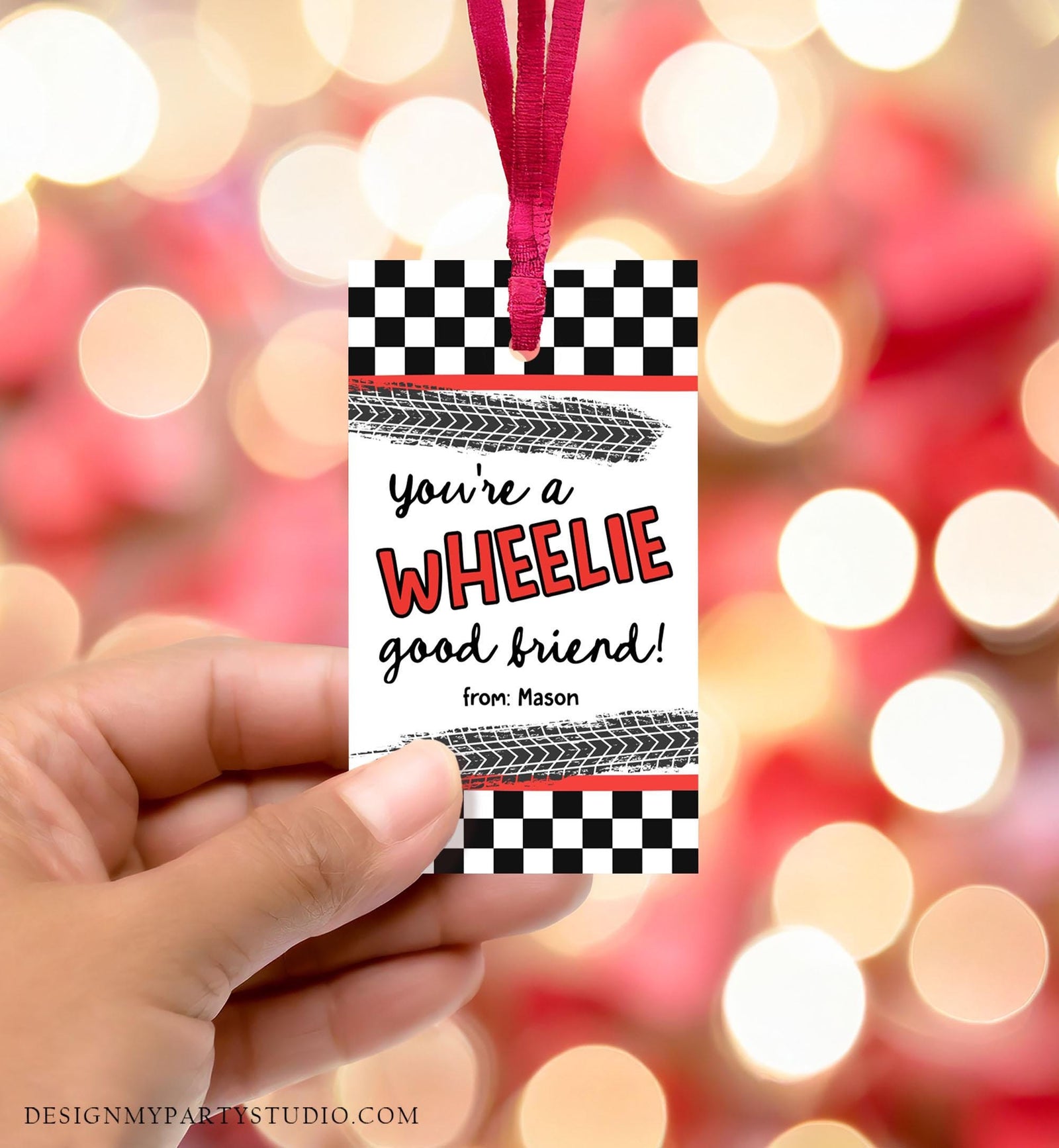Editable Car Themed Valentine's Day Gift Tag Wheelie Good Friend Valentine Card Boys Favor Classroom School Digital Download Printable 0370