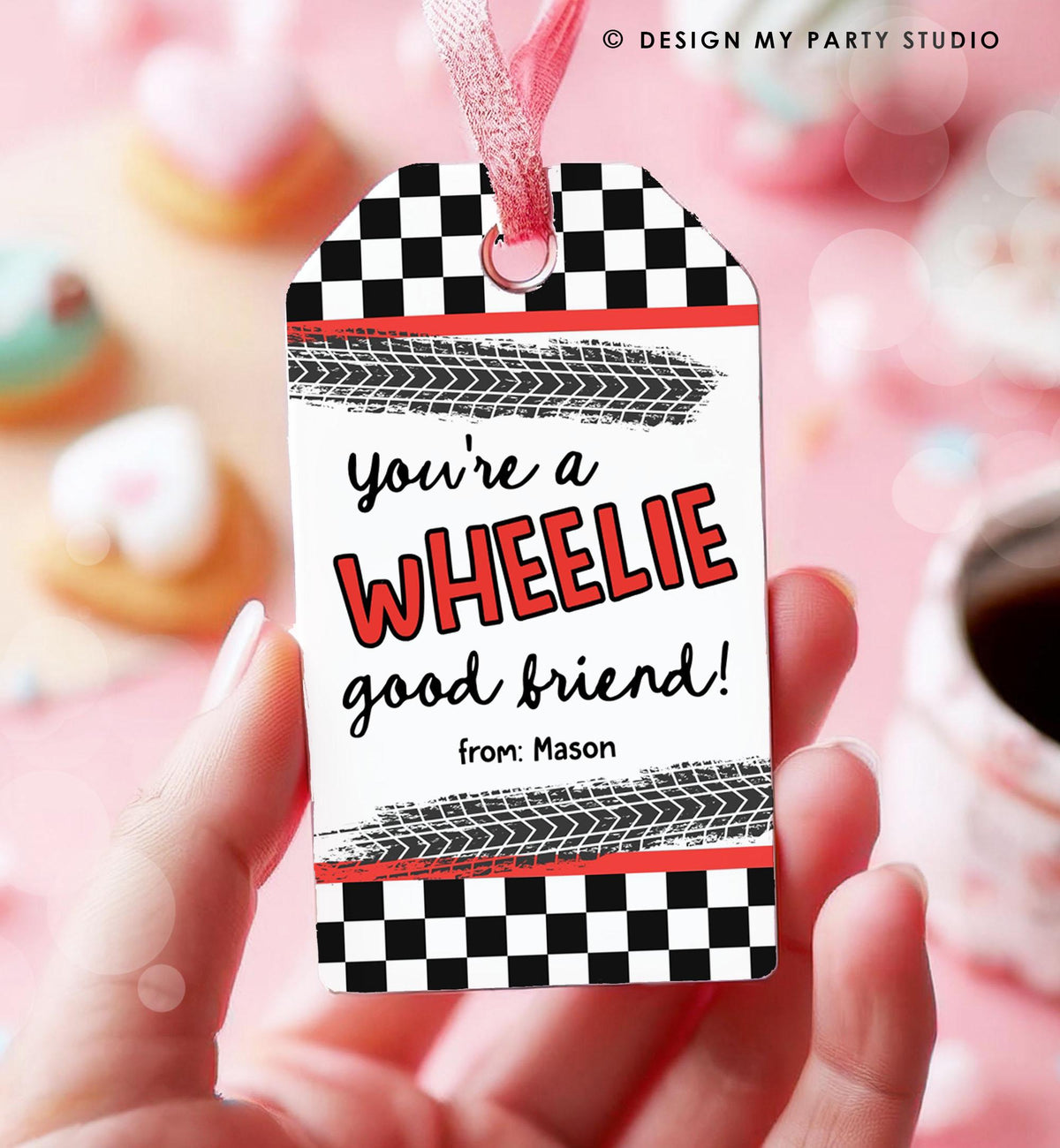 Editable Car Themed Valentine&#39;s Day Gift Tag Wheelie Good Friend Valentine Card Boys Favor Classroom School Digital Download Printable 0370