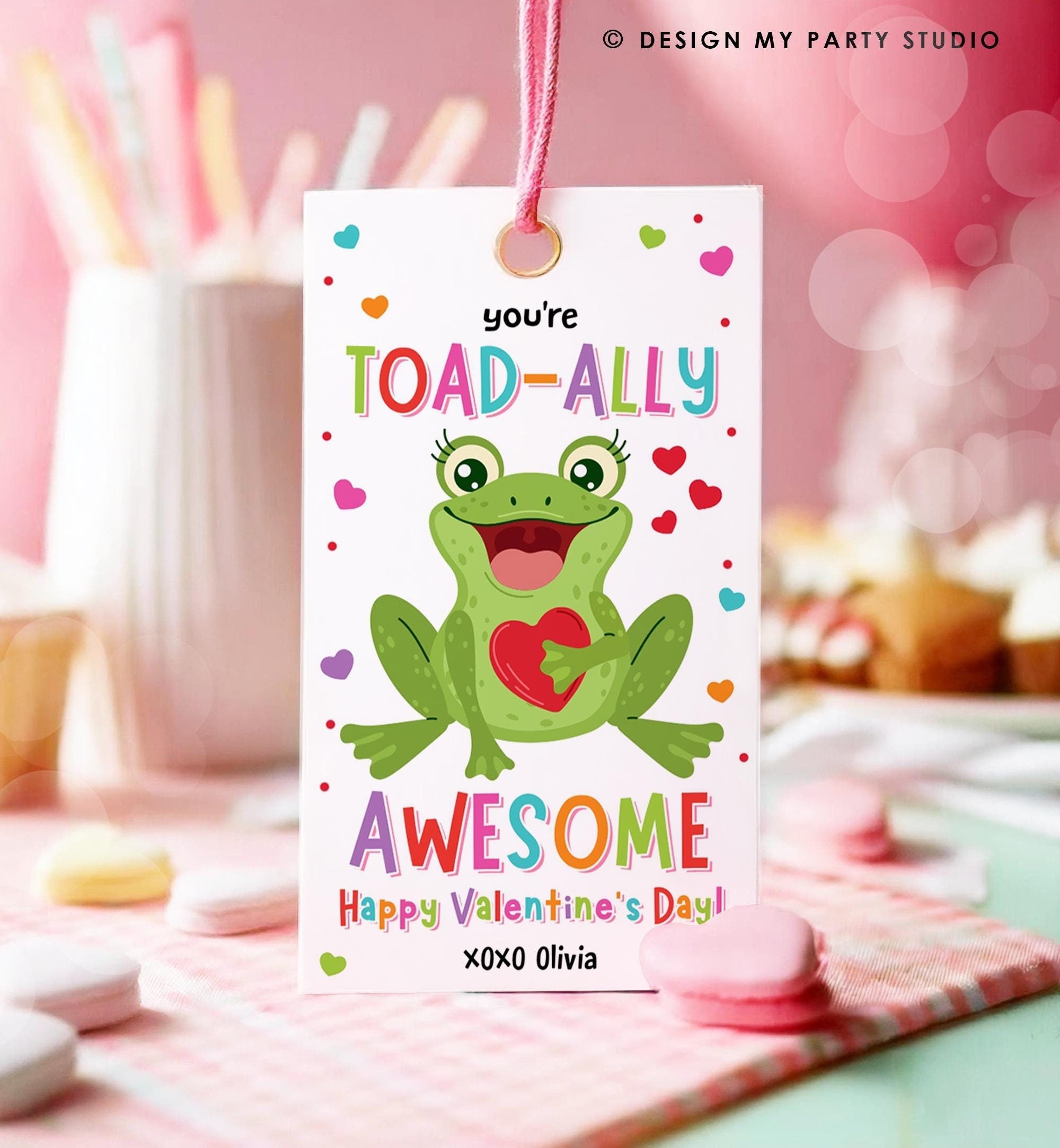 Editable You're Toad-Ally Awesome Valentines Day Gift Tag Valentine Frog Toad Goody Bag Favor Kids School Classroom Template Printable 0370