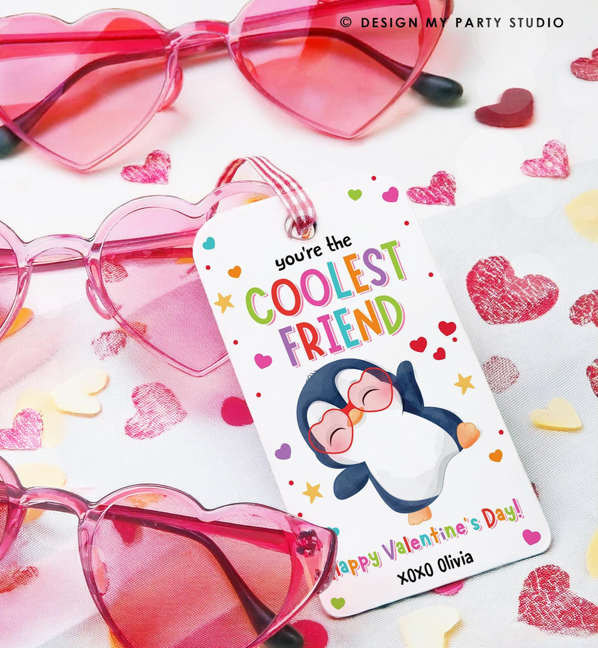 Editable You&#39;re the Coolest Friend Valentines Day Gift Tag Valentine Penguin Goody Bag Favor Kids School Classroom Template Printable 0370