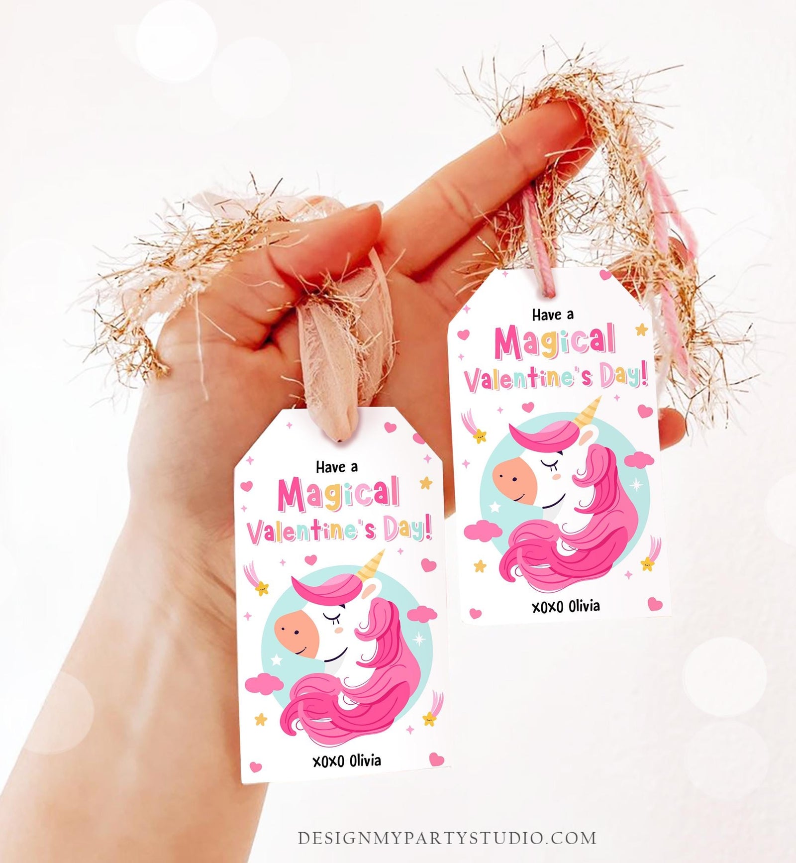 Editable Unicorn Magical Valentine's Day Valentine Day Gift Tag Rainbow Goody Bag Favor Kids School Classroom Template Printable 0370