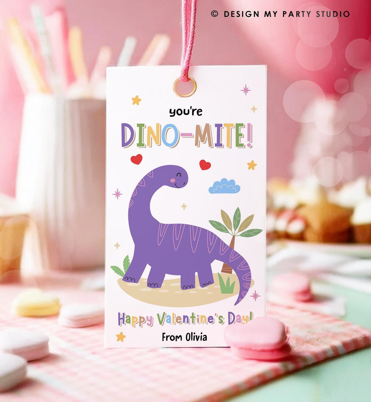 Editable You&#39;re Dino-Mite Valentines Day Gift Tag Dinosaur Dino Dinomite Card Favor Kids School Classroom Template Printable 0370