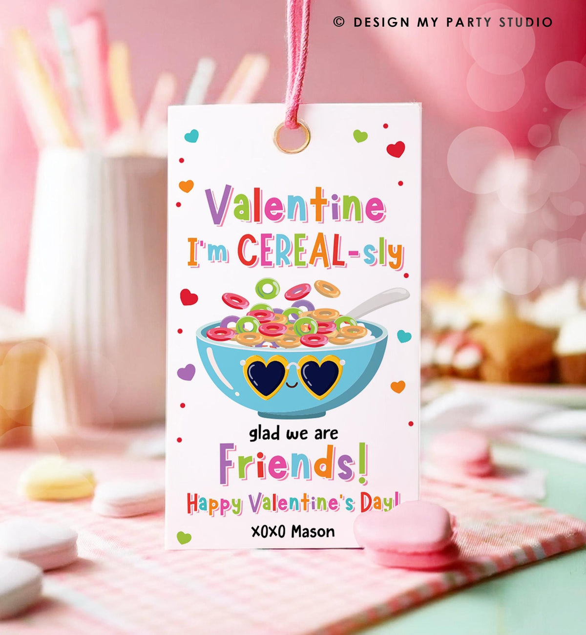 Editable I&#39;m Cereal-Sly Glad We Are Friends Valentines Day Gift Tag Valentine Breakfast Cereal Kids School Classroom Template Printable 0370