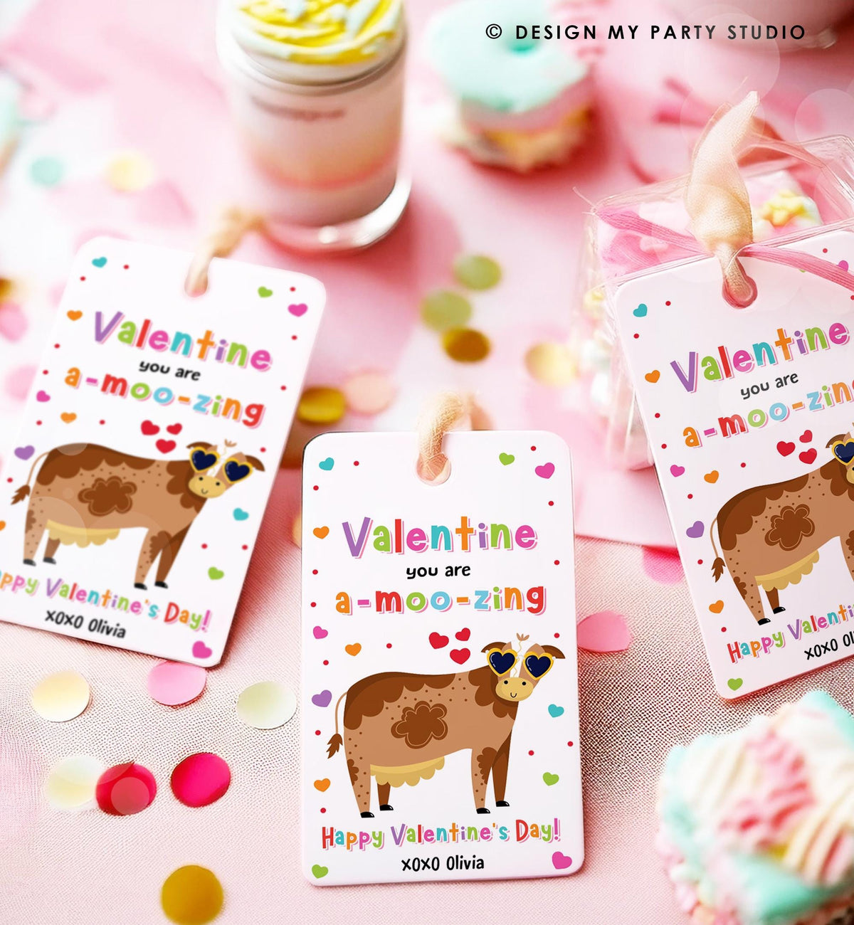 Editable Valentine You Are a-MOO-zing Valentines Day Gift Tag Valentine Cow Moo Amazing Kids School Classroom Template Printable 0370