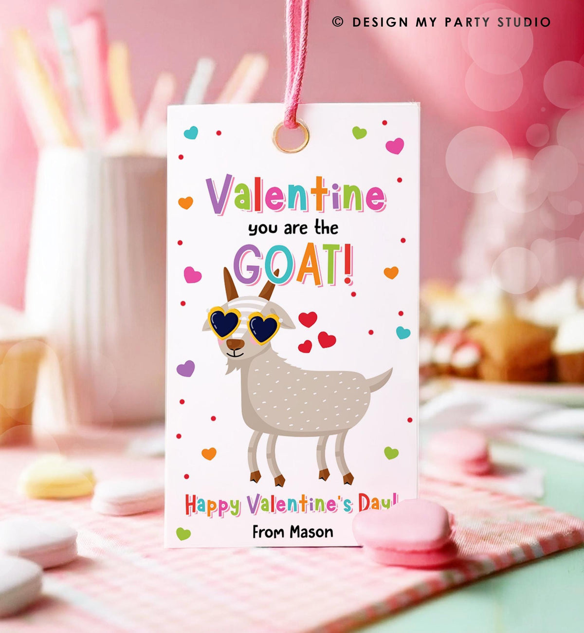 Editable Valentine You Are the GOAT Valentines Day Gift Tag Valentine Greatest of All Time Kids School Classroom Template Printable 0370