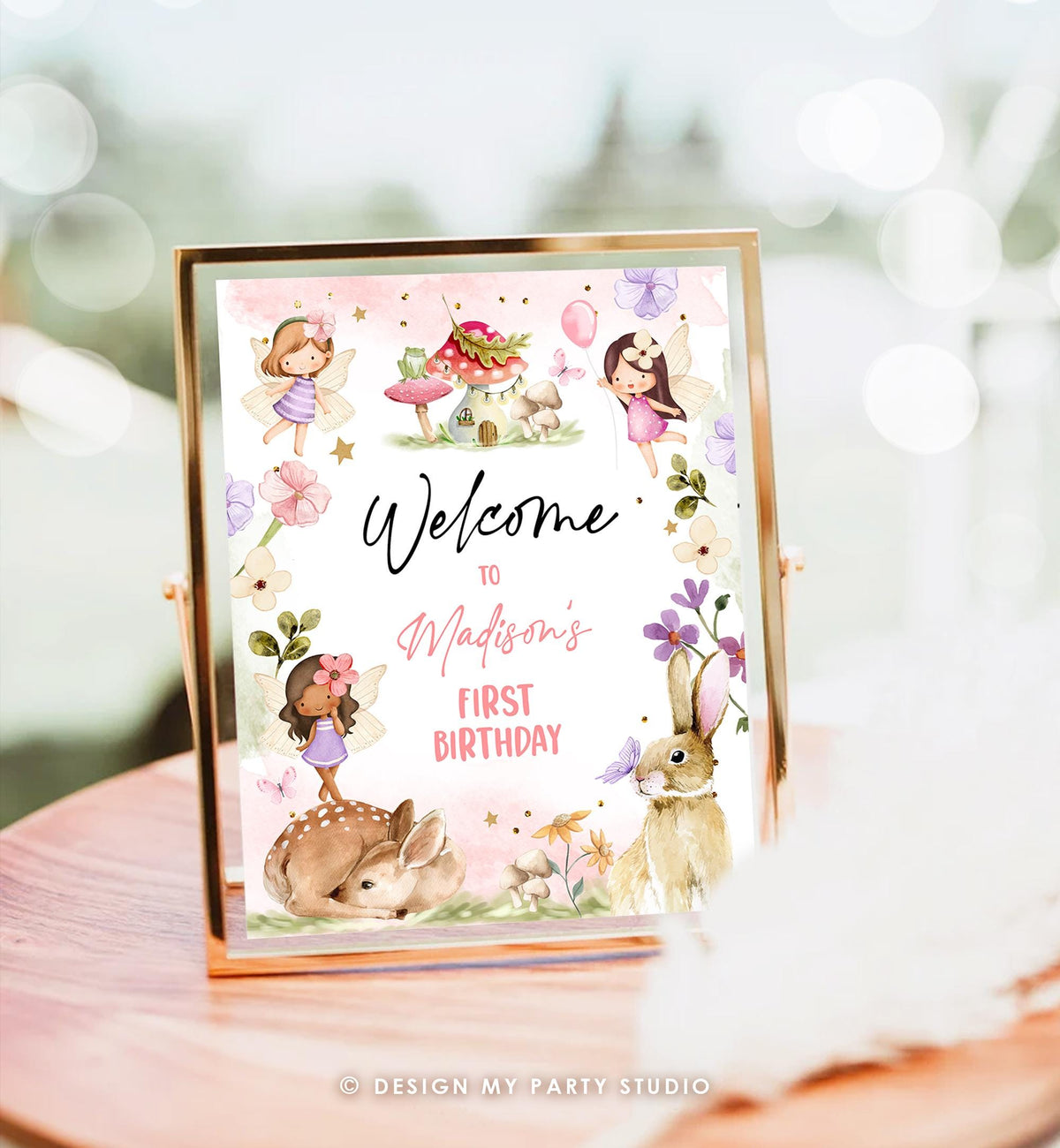 Editable Fairy Birthday Welcome Sign Fairy Garden Sign Whimsical Welcome Enchanted Forest 1st Birthday Girl Digital Template Printable 0438