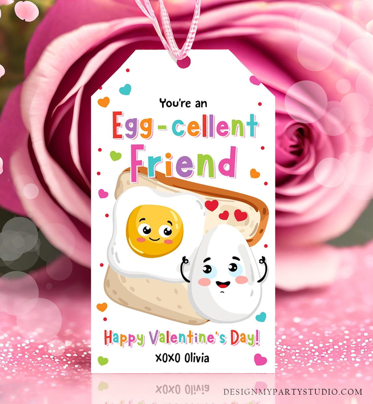 Editable You&#39;re an Egg-cellent Friend Valentines Day Gift Tag Valentine Fried Egg Sunny Side Up School Classroom Template Printable 0370