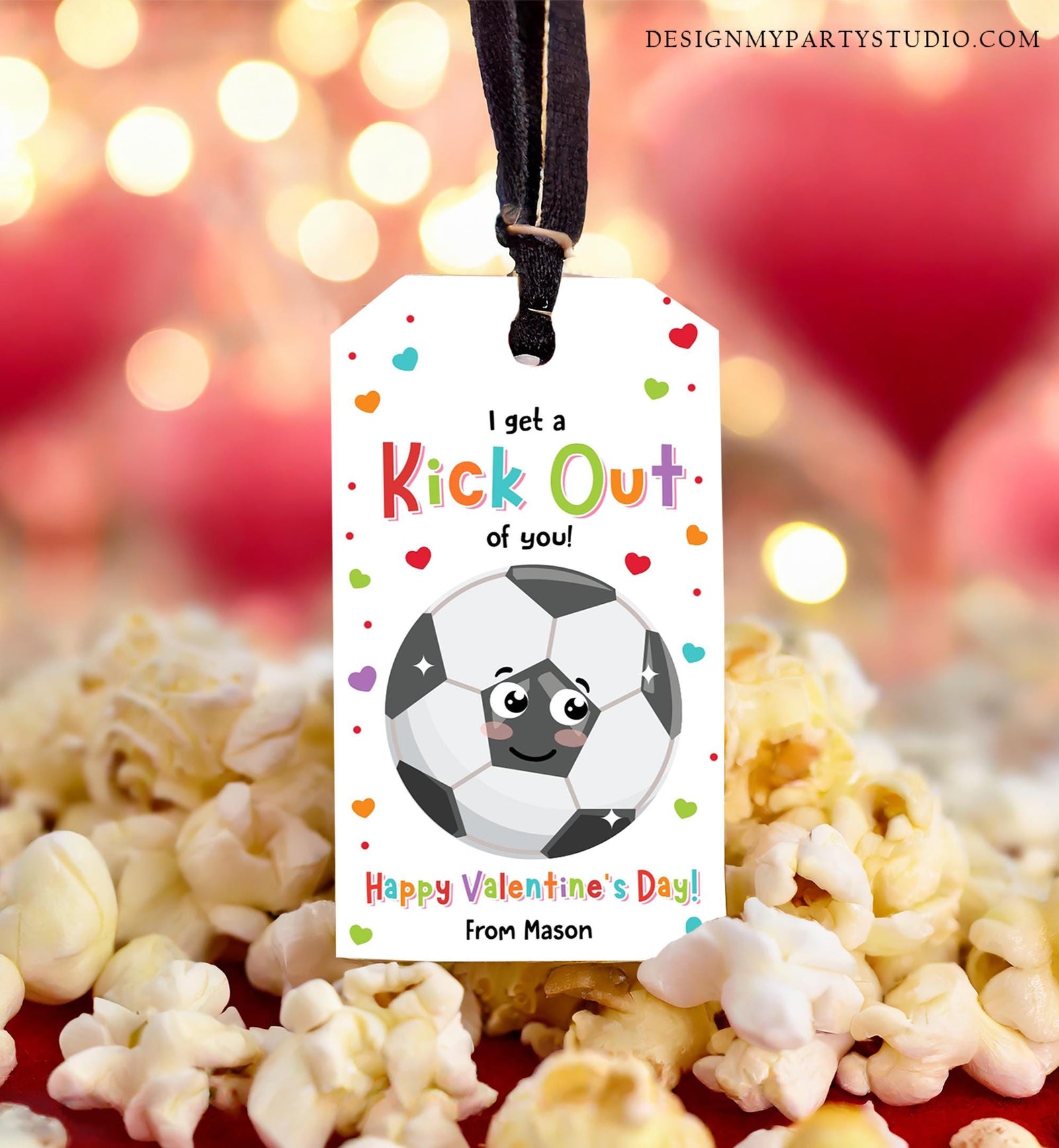 Editable I Get a Kick Out of You Valentines Day Gift Tag Soccer Football Goals Keeper Card Kids School Classroom Template Printable 0370