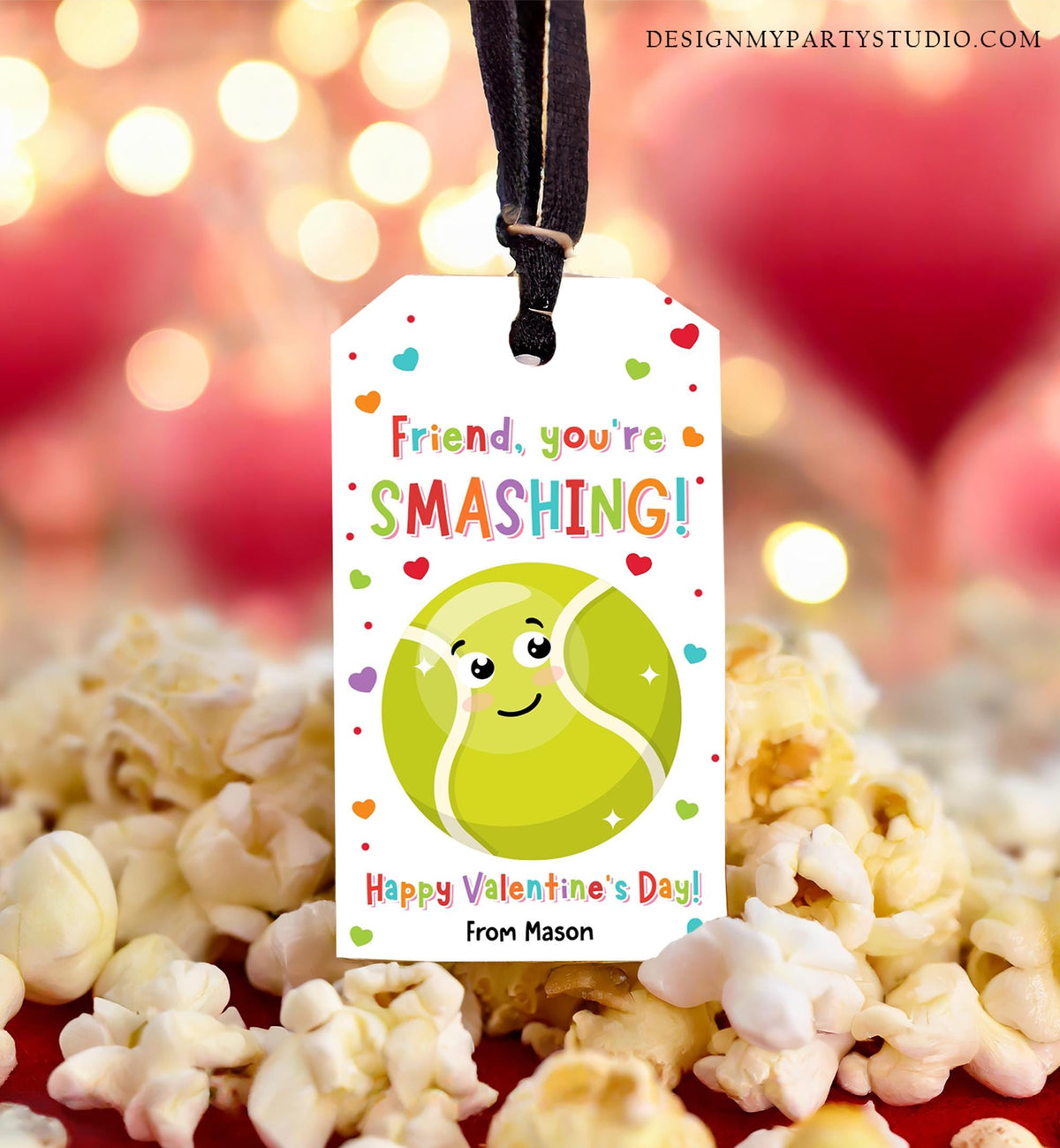 Editable Friend You Are Smashing Valentines Day Gift Tag Tennis Ball Ace Smash Favor Card Kids School Classroom Template Printable 0370