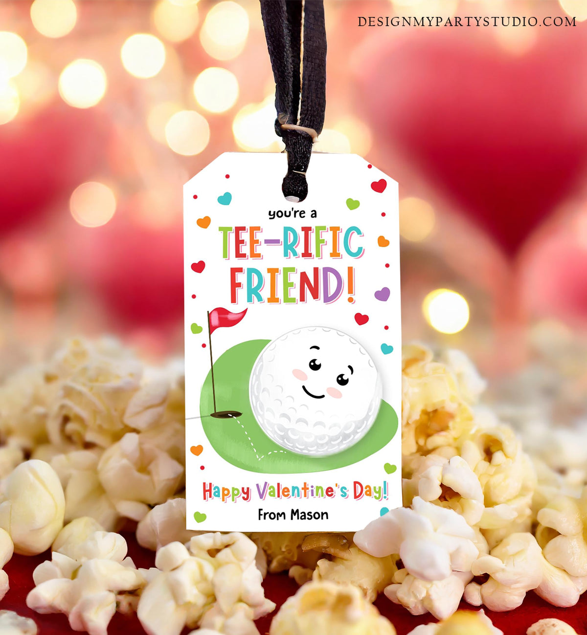 Editable You&#39;re a Tee-Rific Friend Valentines Day Gift Tag Golf Ball Hole in One Favor Card Kids School Classroom Template Printable 0370
