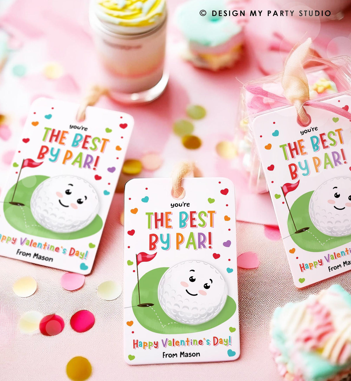 Editable You&#39;re the Best by Par Friend Valentines Day Gift Tag Golf Ball Hole in One Card Kids School Classroom Template Printable 0370
