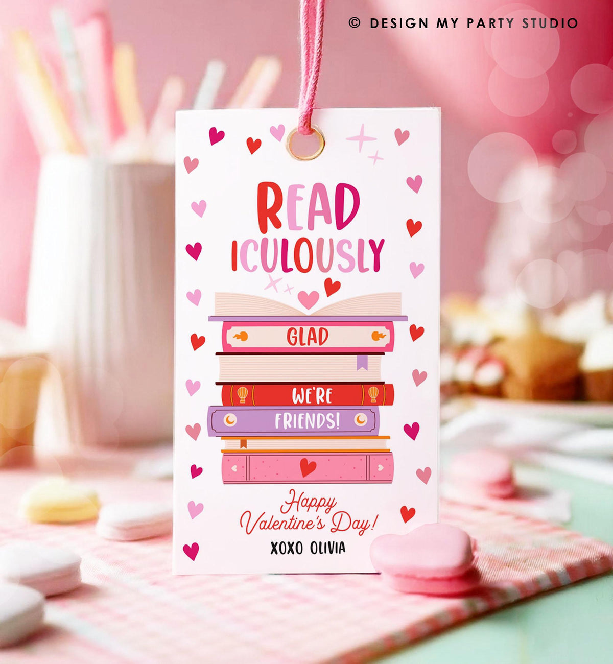 Editable Bookmark Valentine&#39;s Day Gift Tag Valentines Card Readiculously Glad we&#39;re Friends Kids School Class Daycare Digital Printable 0370