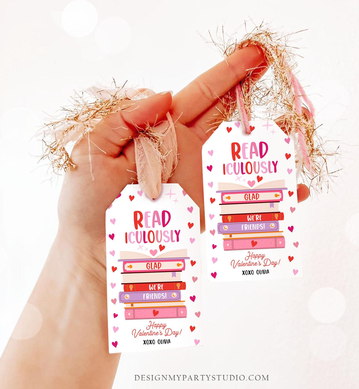 Editable Bookmark Valentine&#39;s Day Gift Tag Valentines Card Readiculously Glad we&#39;re Friends Kids School Class Daycare Digital Printable 0370