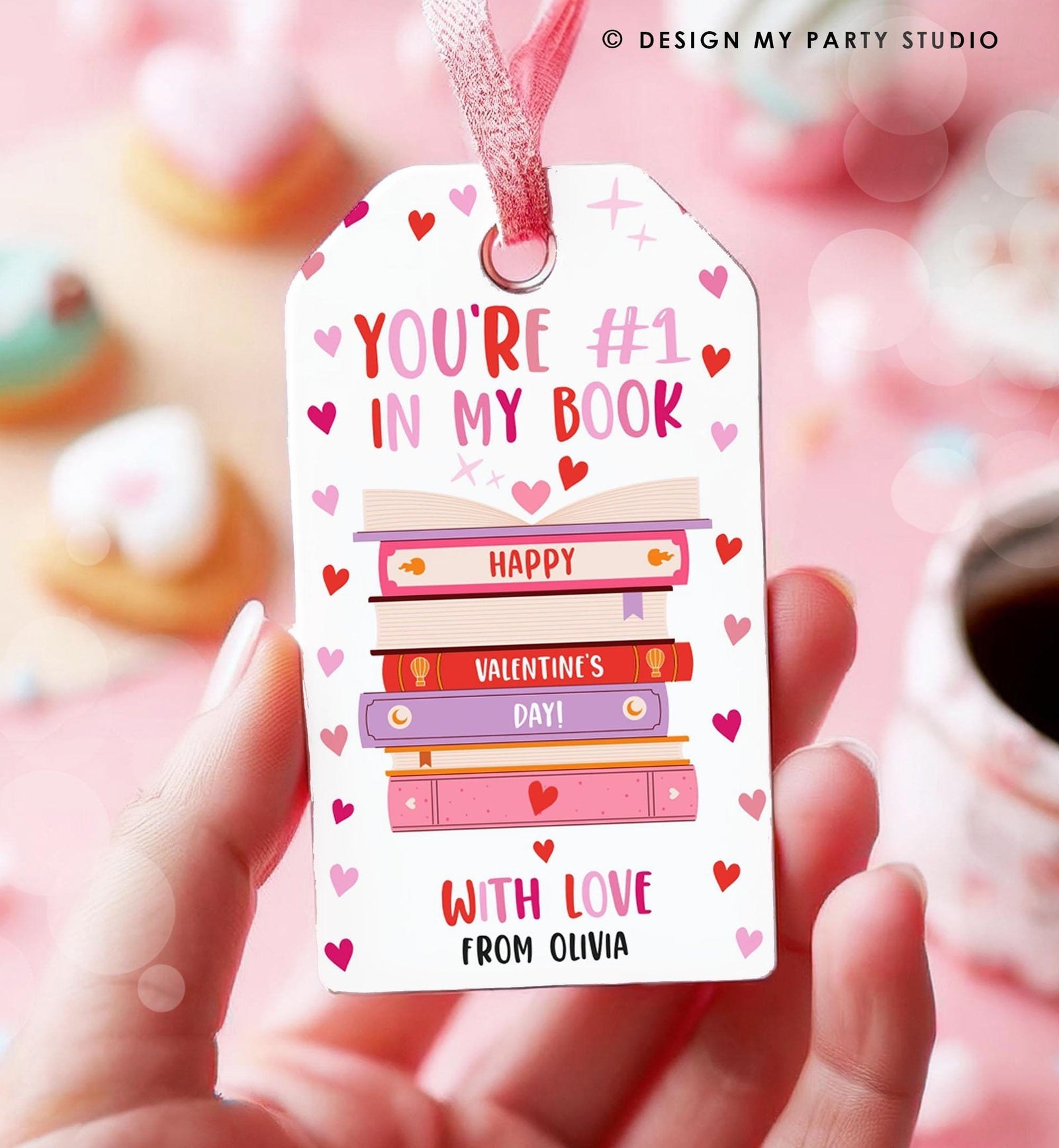 Editable Bookmark Valentine's Day Gift Tag Valentines Card #1 in My Book Valentine Kids School Class Daycare Digital Download Printable 0370