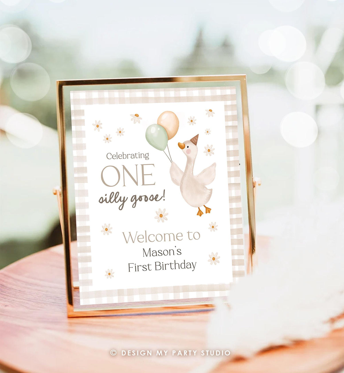 Editable One Silly Goose Birthday Welcome Sign Gender Neutral Goose Birthday Decor 1st First Welcome Poster Editable Template Printable 0540