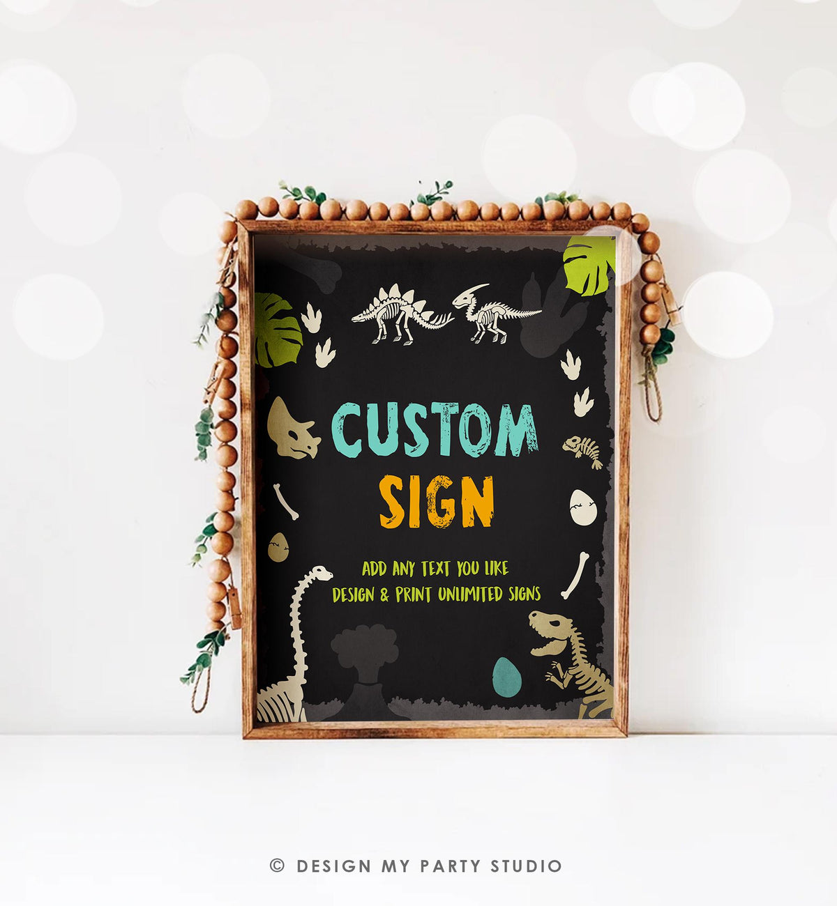 Editable Fossil Dinosaur Custom Sign Dino Birthday Decor Prehistoric Table Sign Boy 8x10 T-Rex Party Animals Digital Template Printable 0269