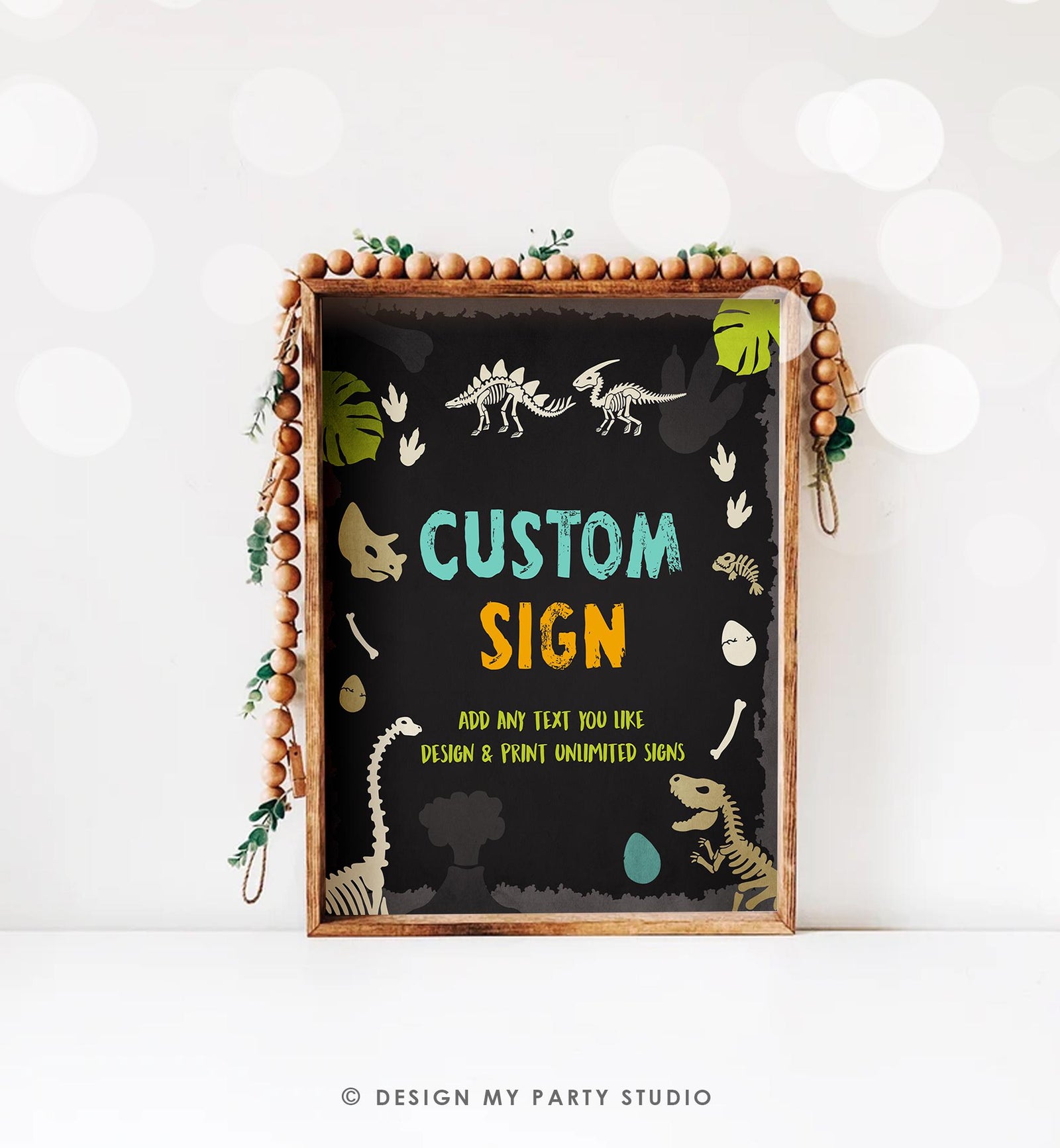 Editable Fossil Dinosaur Custom Sign Dino Birthday Decor Prehistoric Table Sign Boy 8x10 T-Rex Party Animals Digital Template Printable 0269