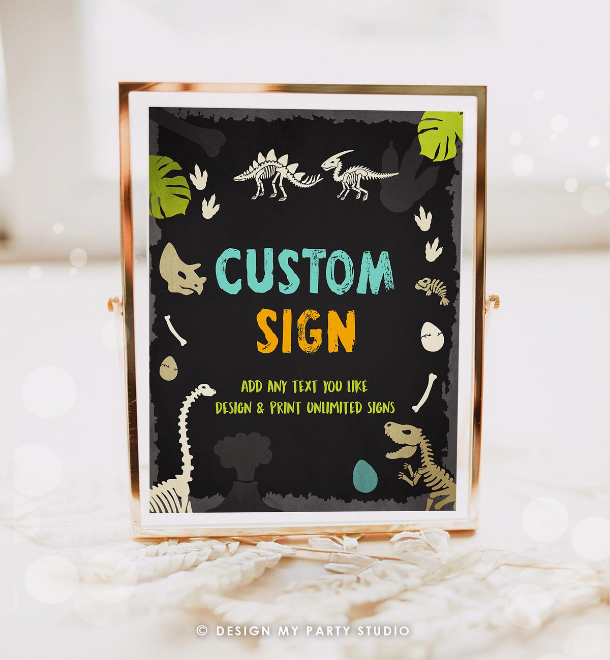 Editable Fossil Dinosaur Custom Sign Dino Birthday Decor Prehistoric Table Sign Boy 8x10 T-Rex Party Animals Digital Template Printable 0269