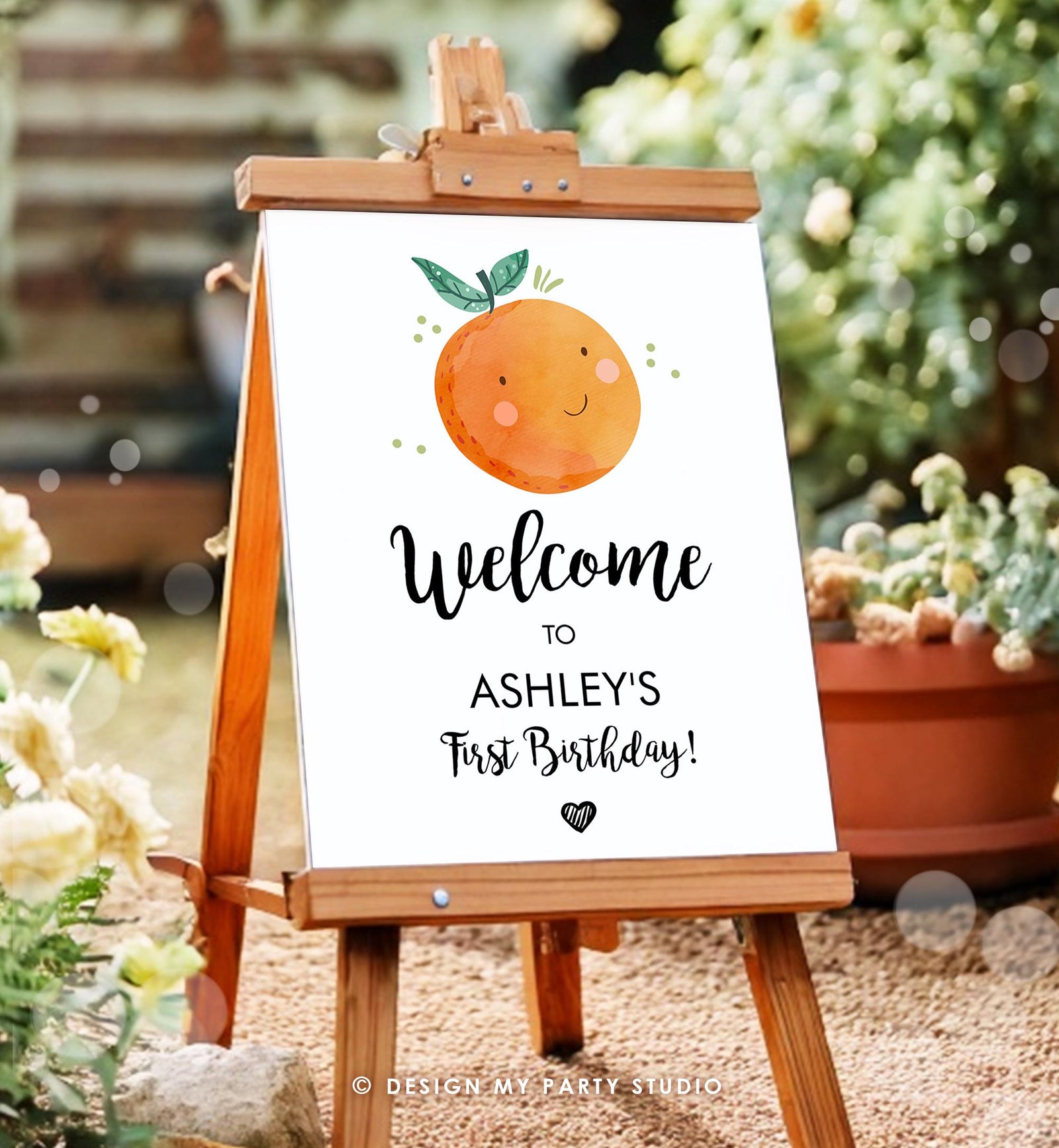 Editable Little Cutie Welcome Sign Birthday Party Clementine Orange First Birthday Citrus Cuties Digital Download Template Printable 0330