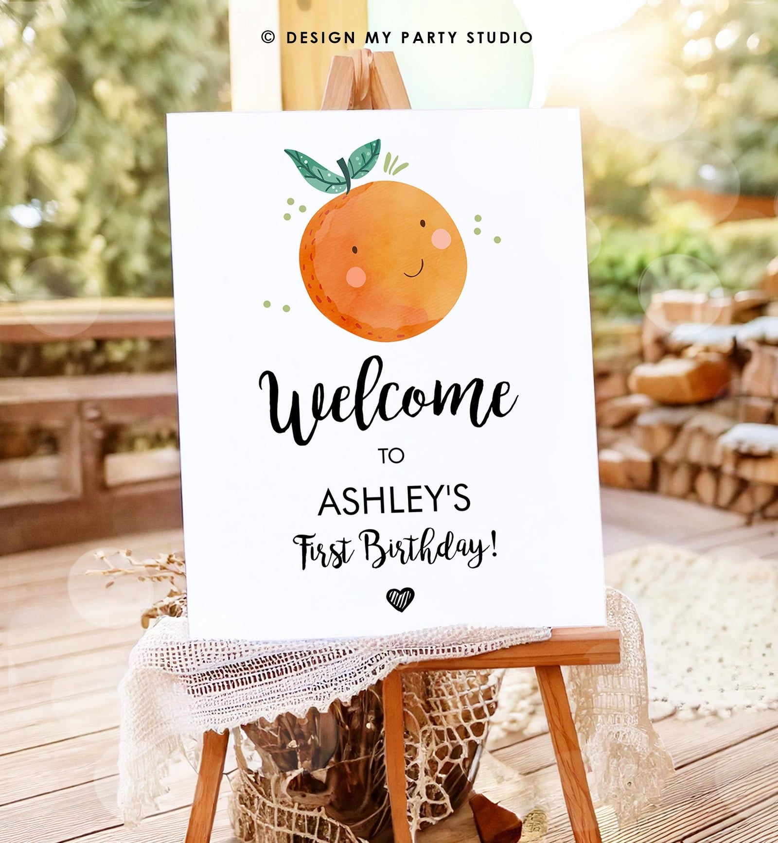 Editable Little Cutie Welcome Sign Birthday Party Clementine Orange First Birthday Citrus Cuties Digital Download Template Printable 0330