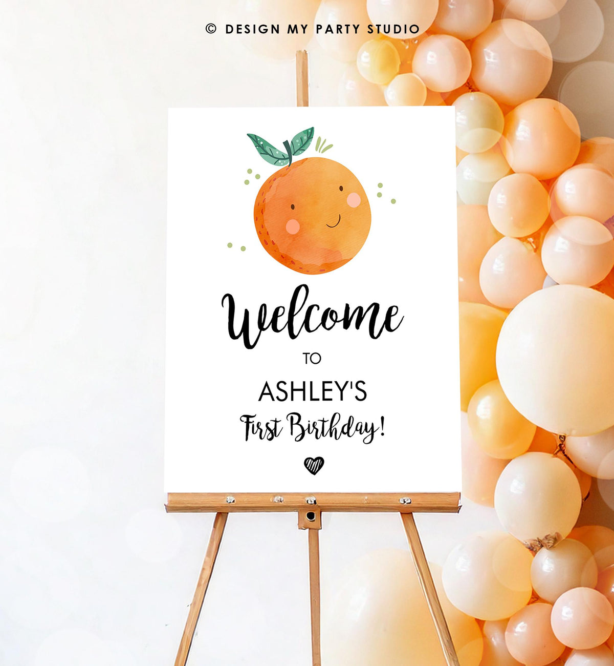 Editable Little Cutie Welcome Sign Birthday Party Clementine Orange First Birthday Citrus Cuties Digital Download Template Printable 0330
