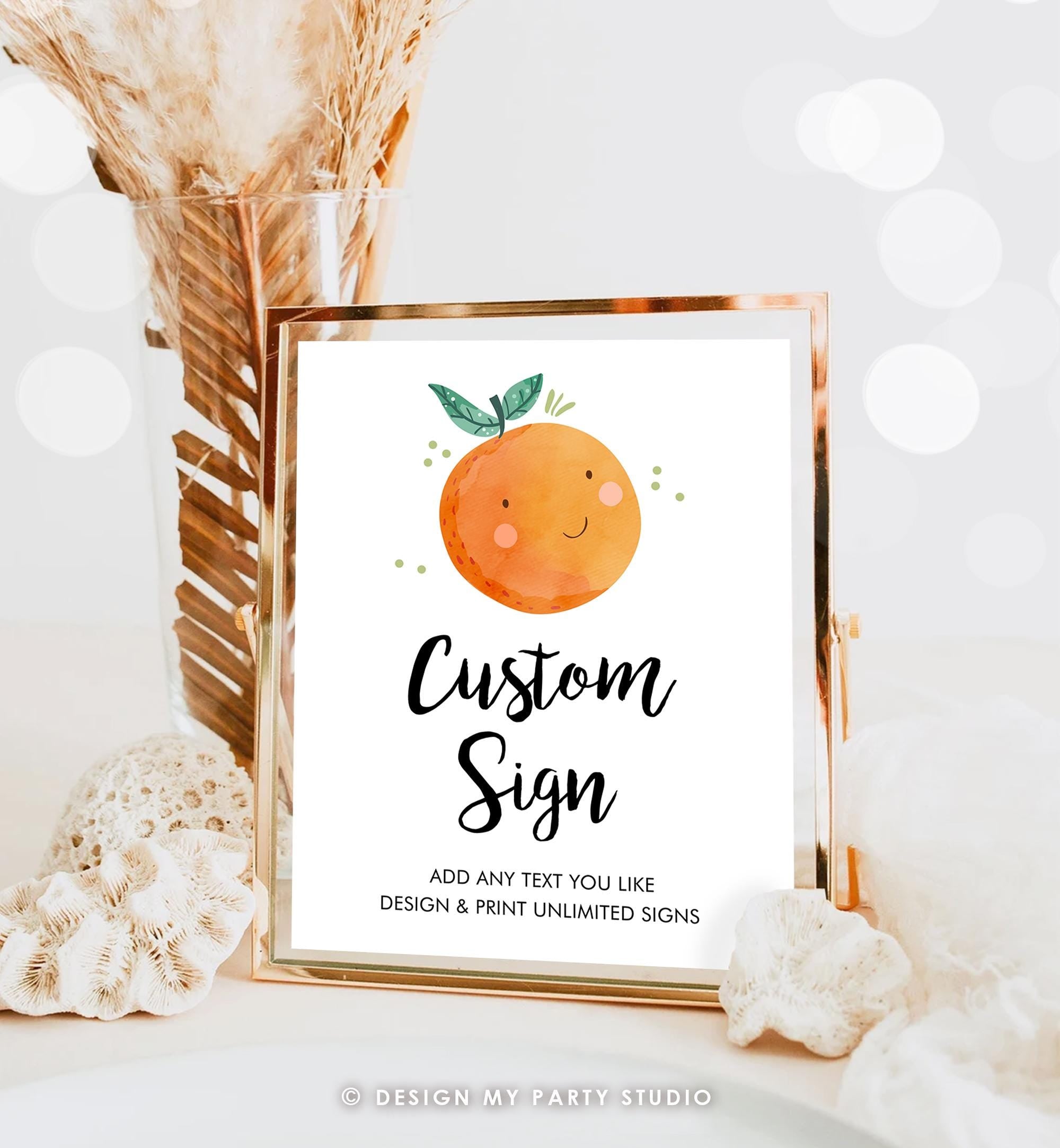 Editable Little Cutie Custom Sign Birthday Party Decor Neutral Clementine Orange Cuties First 1st Digital Download Template Printable 0330