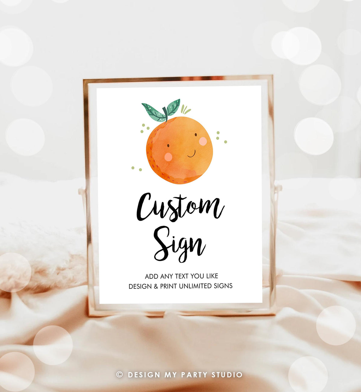 Editable Little Cutie Custom Sign Birthday Party Decor Neutral Clementine Orange Cuties First 1st Digital Download Template Printable 0330