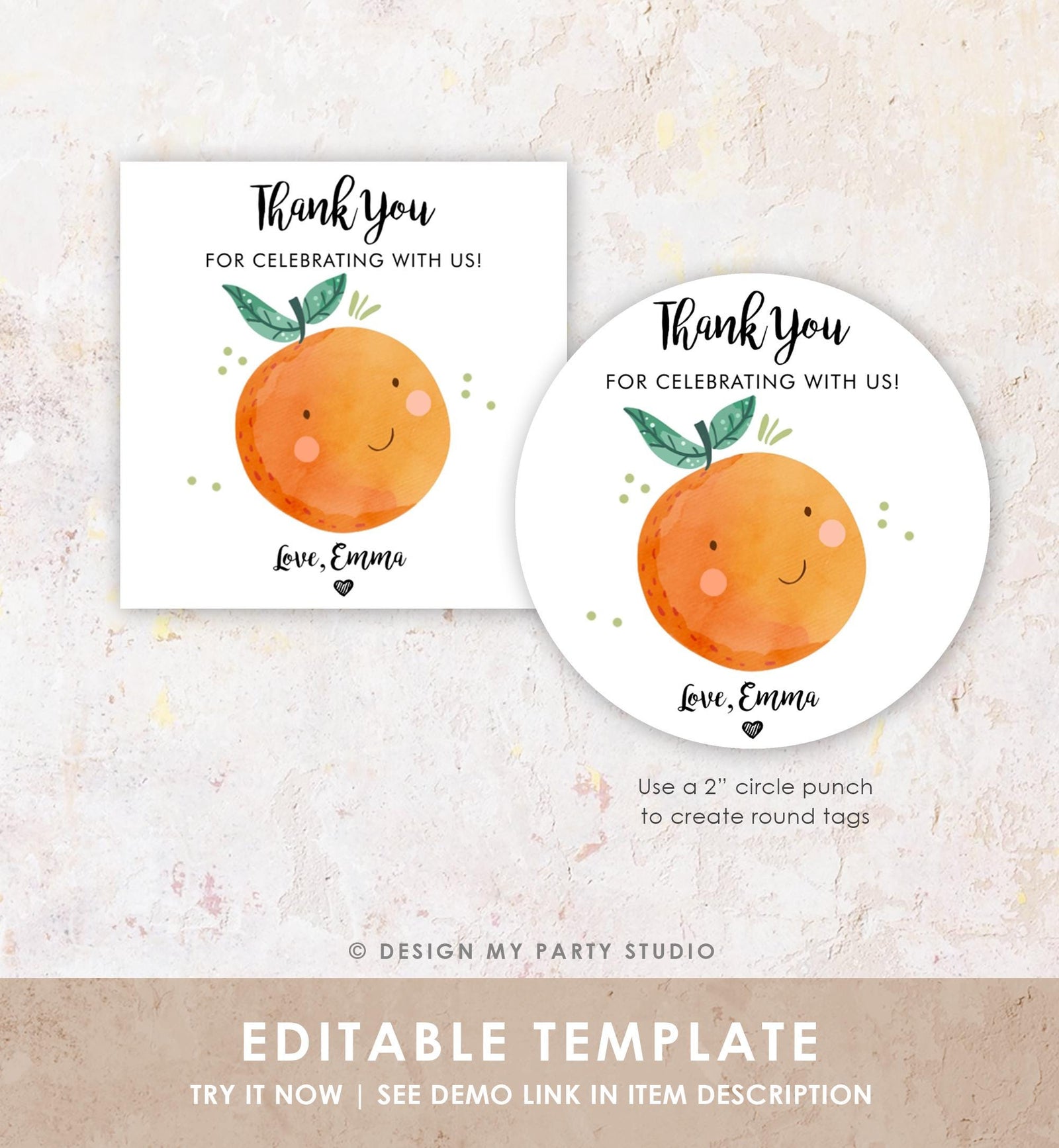 Editable Little Cutie Favor Tag Sticker Orange Clementine Birthday Baby Shower Gift Greenery Digital Download Template Printable 0330
