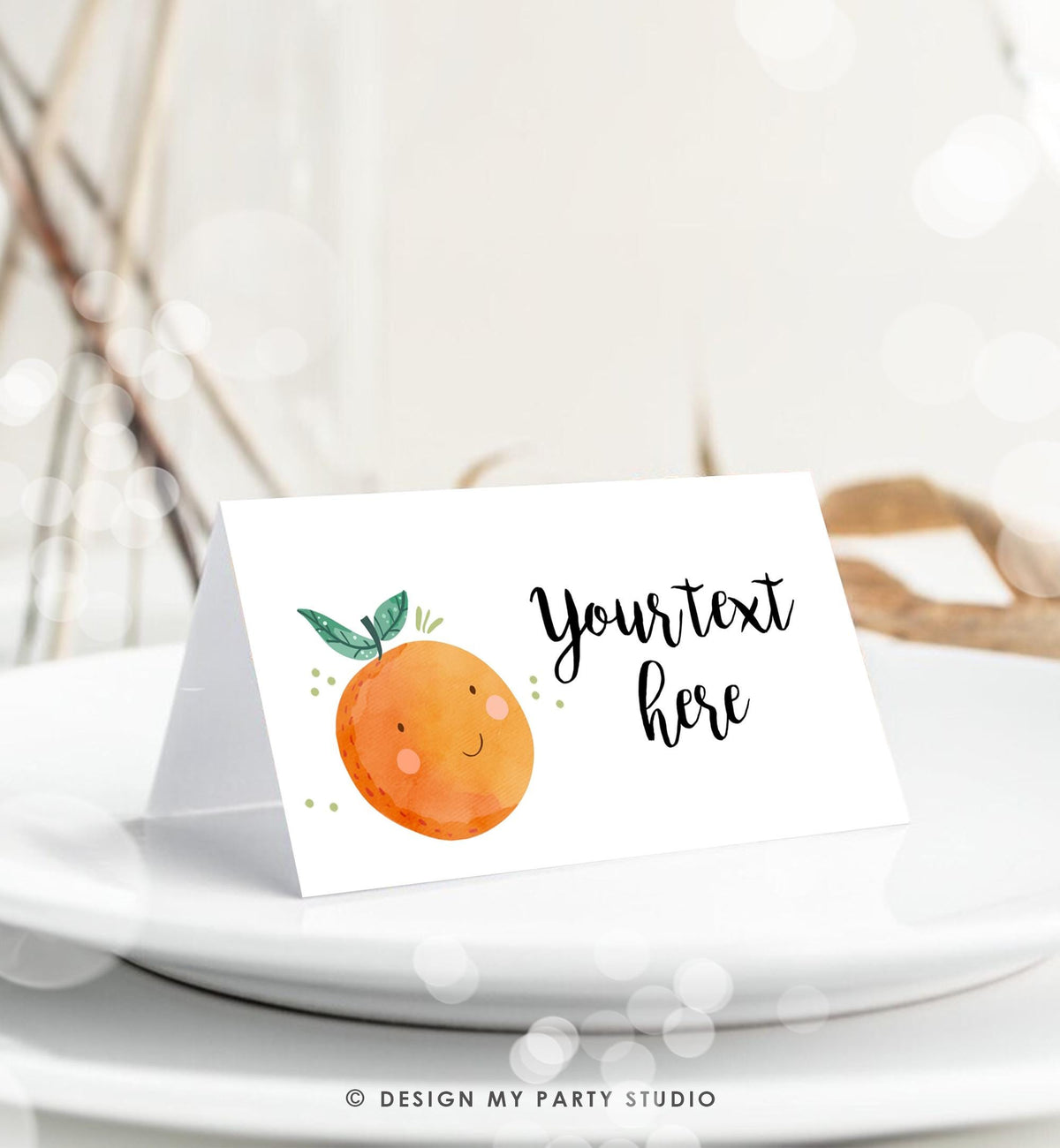 Editable Little Cutie Food Label Cutie Place Card Tent Folded Cutie Birthday Baby Shower Clementine Orange Digital Template Printable 0330