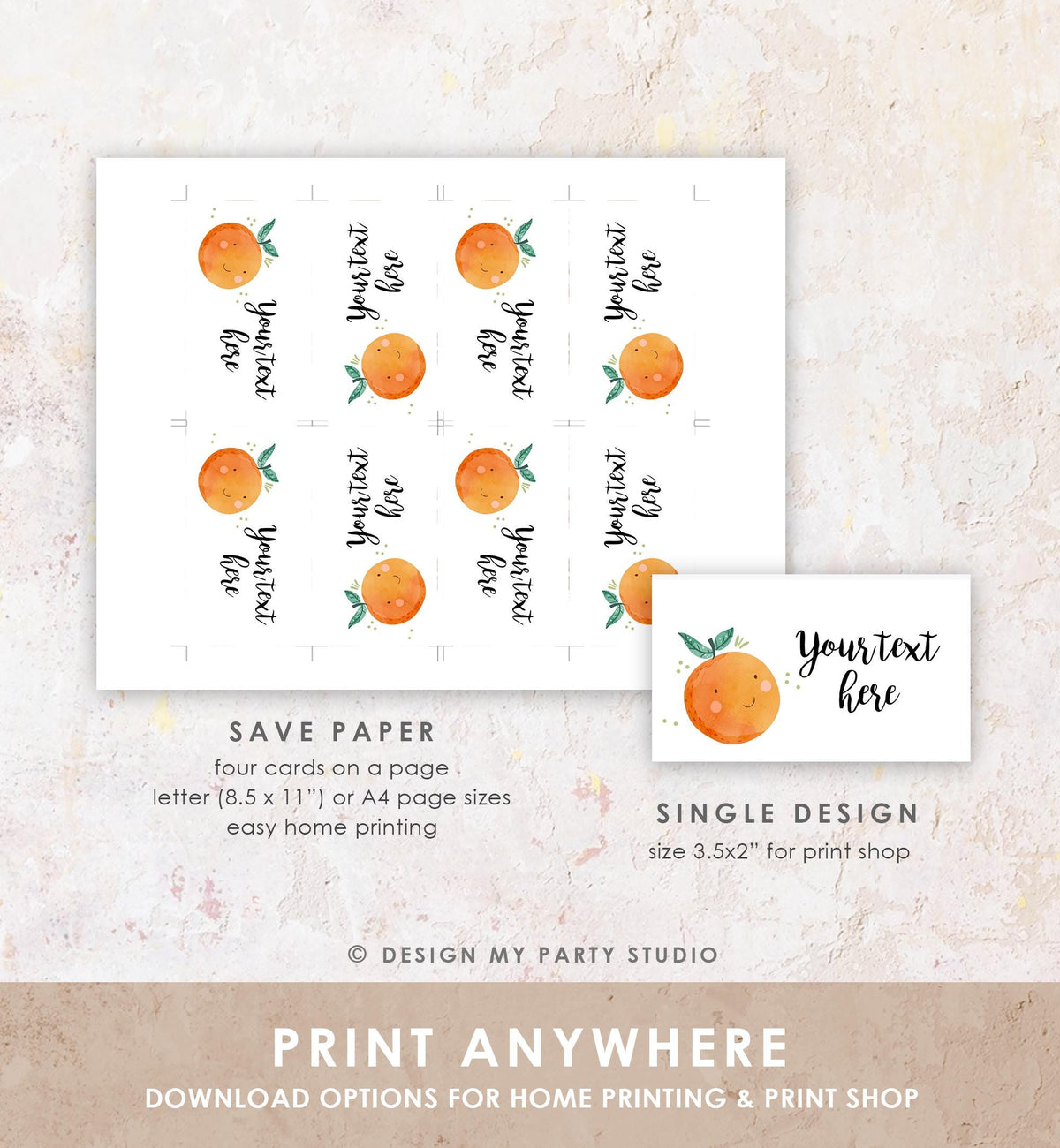 Editable Little Cutie Food Label Cutie Place Card Tent Folded Cutie Birthday Baby Shower Clementine Orange Digital Template Printable 0330