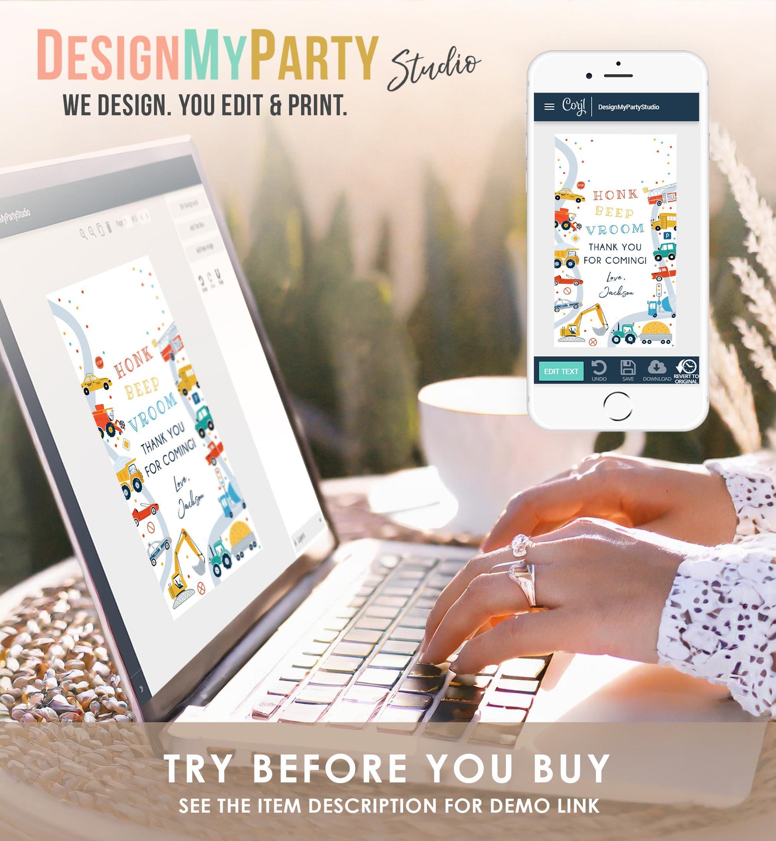 Editable Transportation Favor Tag Car Truck Driving By Boy Birthday Party Thank You Gift Tag Label Digital Download Template Printable 0533
