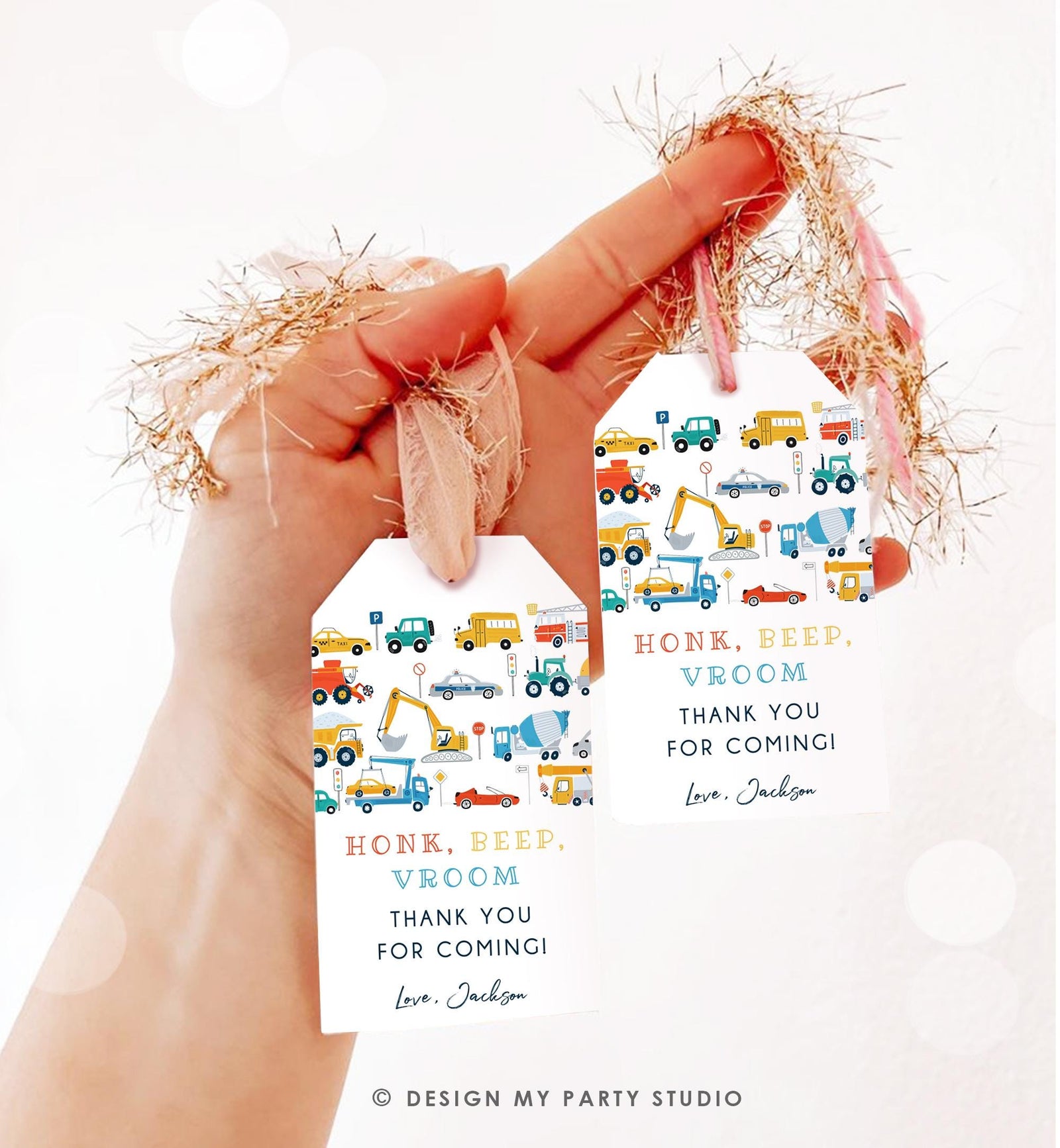 Editable Transportation Favor Tag Car Truck Driving By Boy Birthday Party Thank You Gift Tag Label Digital Download Template Printable 0533