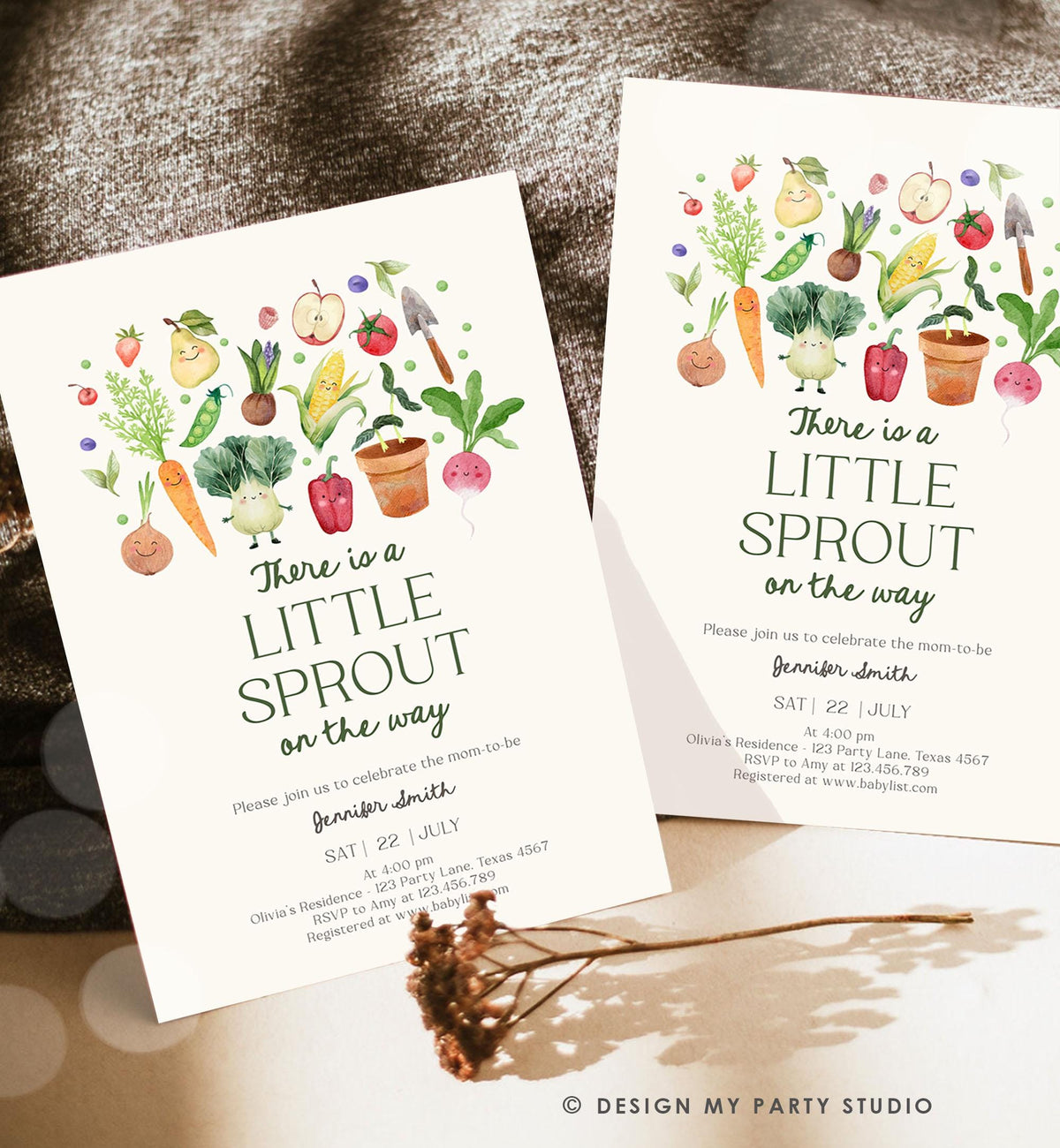 Editable Little Sprout Baby Shower Invitation Farmers Market Locally Grown Baby Shower Digital Download Evite Template Printable 0544