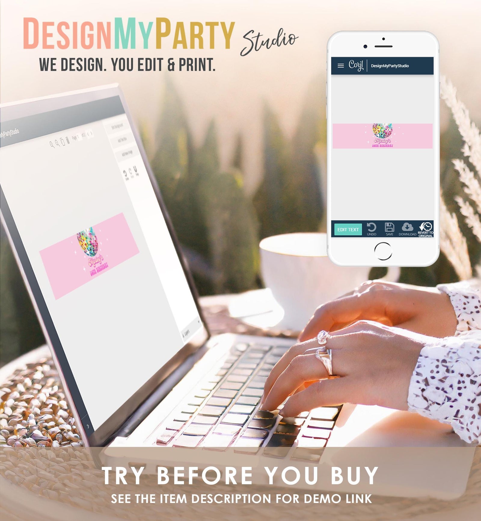 Editable Disco Water Bottle Labels Let's Disco Ball Retro Groovy Adult 70s Party Decor Birthday Pink Digital Template Printable 0501