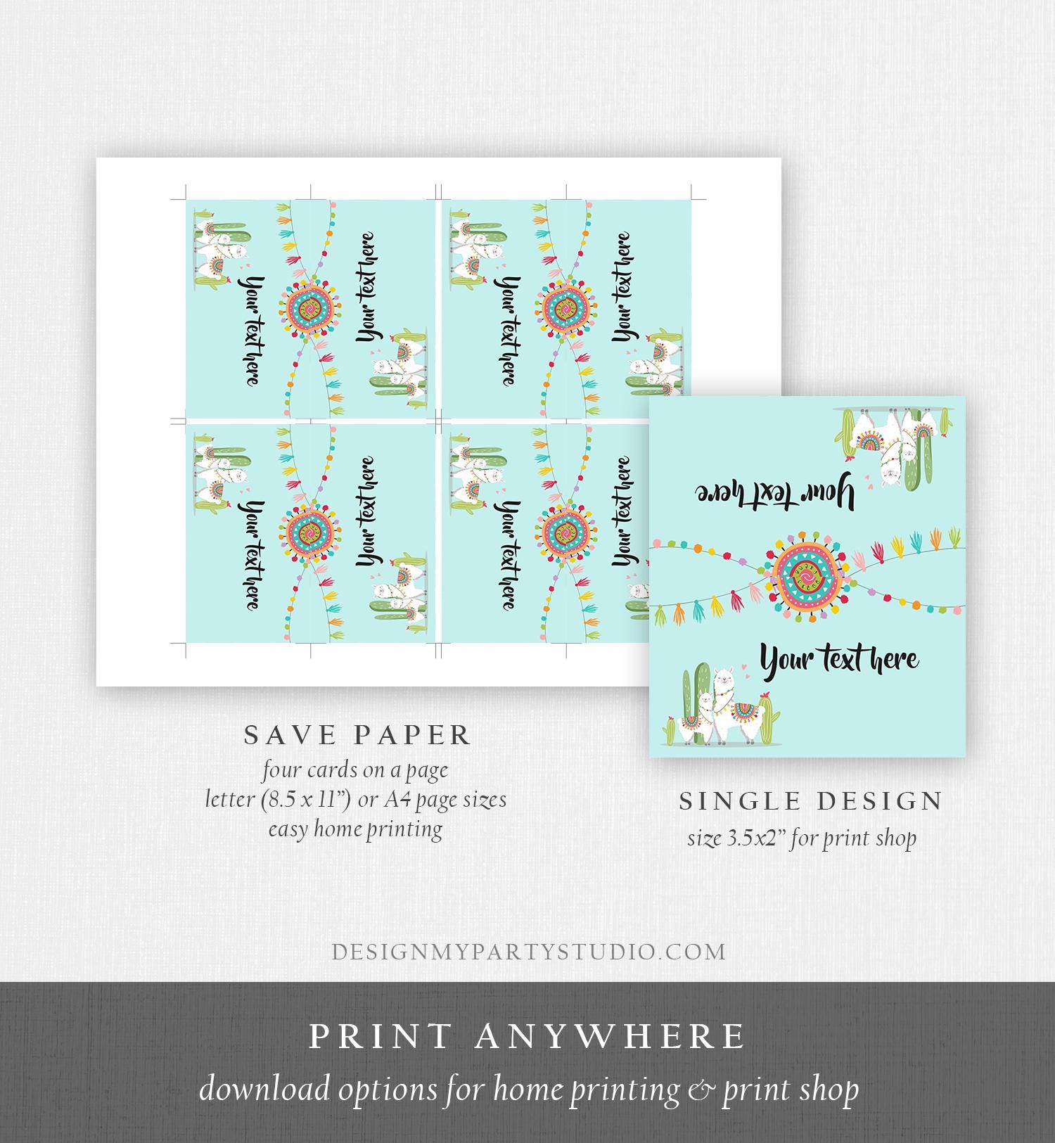 Editable Llama Food Label Llama Fiesta Mexican Place Card Birthday Party Baby Shower Tent Card Insert Gender Neutral Template Printable 0079