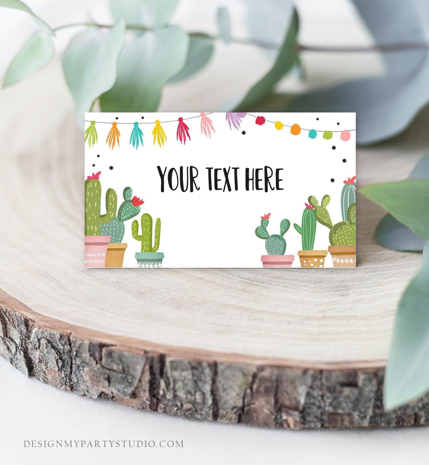Editable Fiesta Cactus Food Labels Fiesta Party Place Card Tent Card Insert Mexican Birthday Confetti Decor Digital Template Printable 0254
