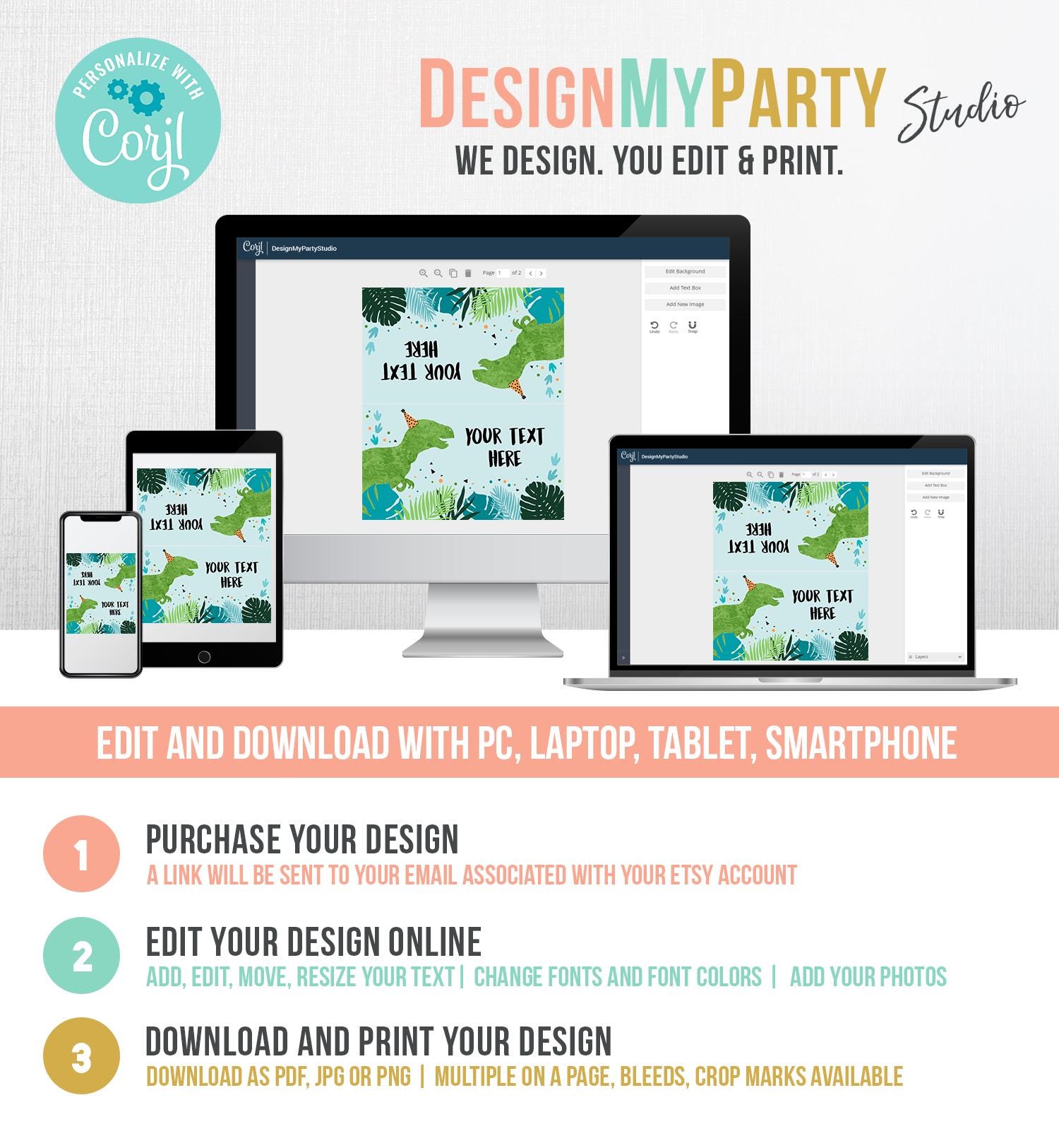 Editable Dinosaur Food Labels Dinosaur Party Place Card Tent Card Insert Card Green Dino Birthday Boy T-Rex Instant Template Printable 0389