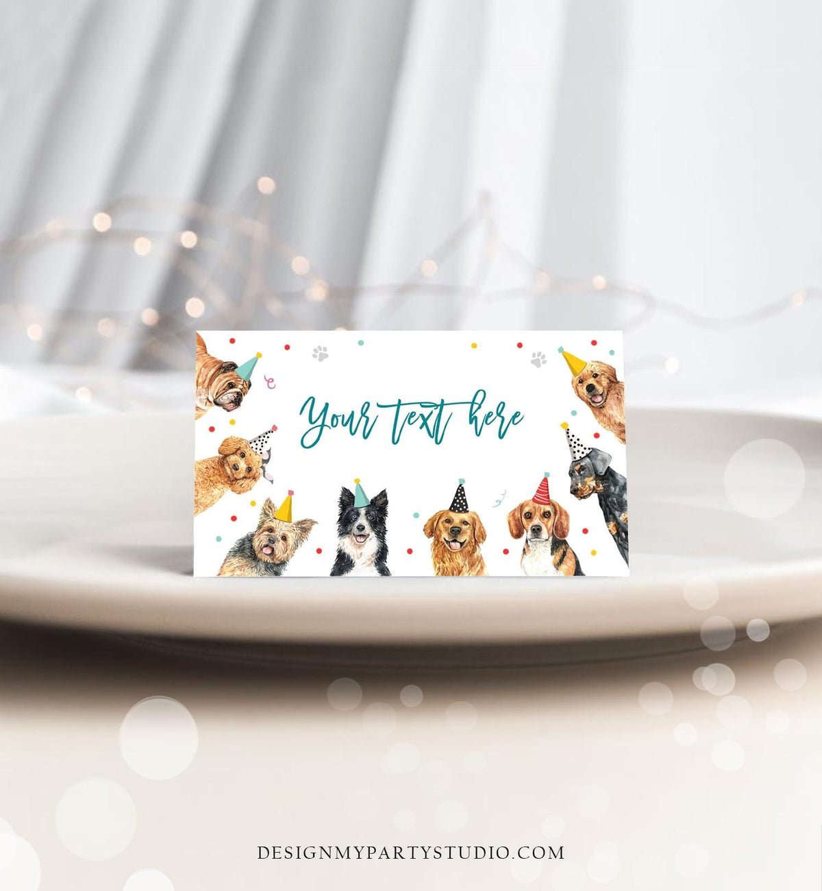 Editable Dog Food Labels Dog Birthday Place Card Tent Card Insert Card Puppy Party Pet Vet Doggy Shelter Boy Digital Template Printable 0384