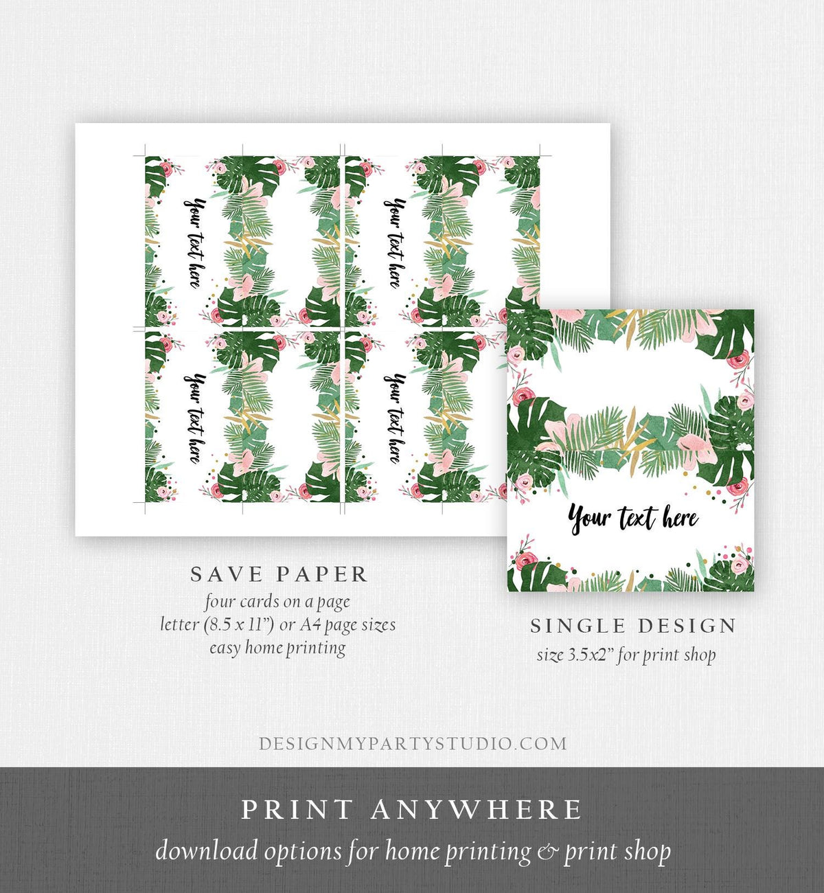 Editable Safari Tropical Food Label Girl Safari Birthday Place Card Tent Insert Hawaiian Luau Digital Download Template Printable 0332