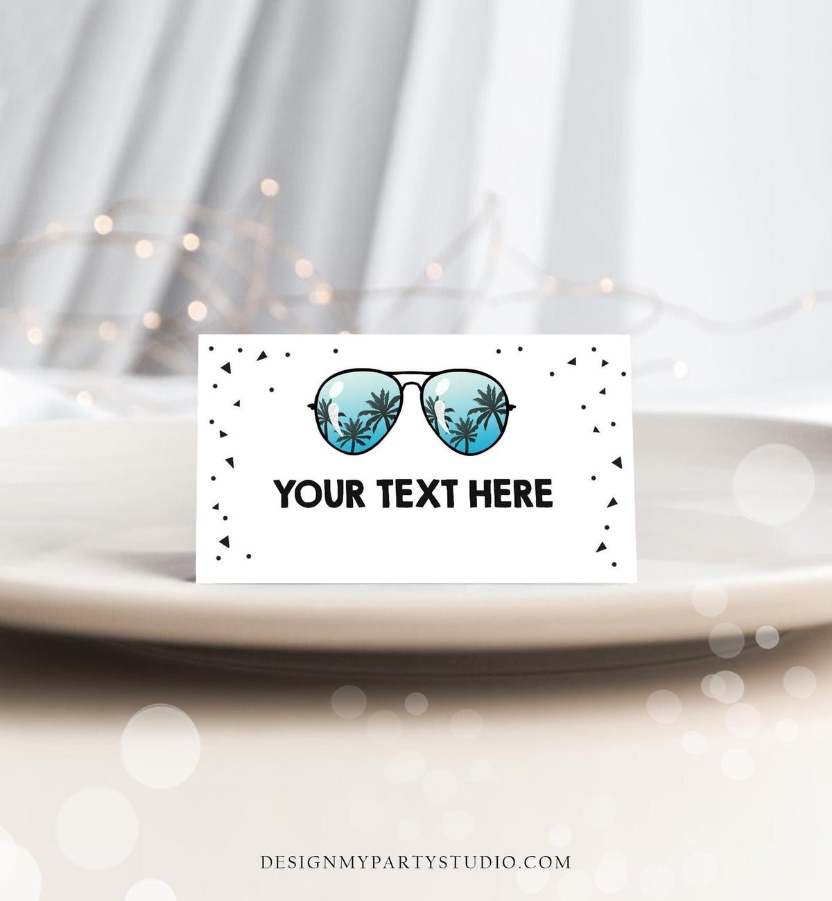 Editable Two Cool Food Label Sunglasses Place Card Tent Card Insert Card 2nd Birthday Summer Pool Party Digital Template Printable 0136