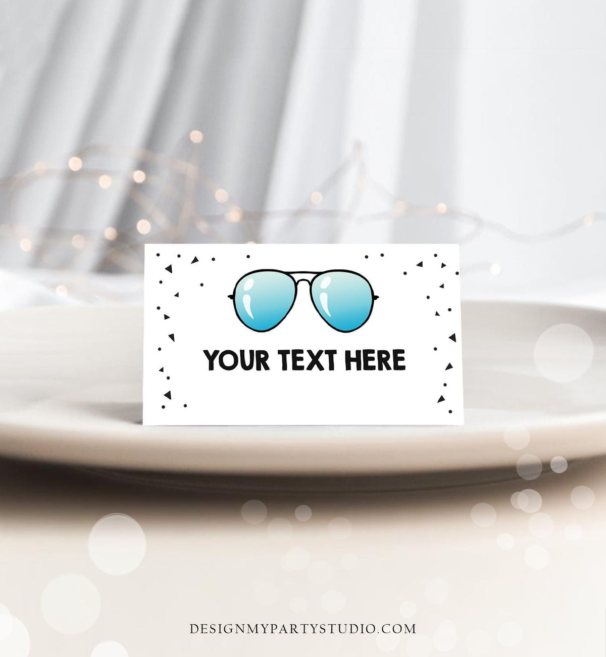 Editable Two Cool Food Label Sunglasses Place Card Tent Card Insert Card 2nd Birthday Summer Pool Party Digital Template Printable 0136
