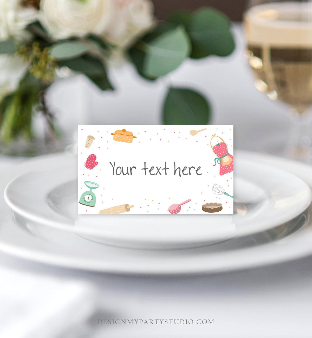 Editable Baking Food Labels Cooking Birthday Chef Place Card Kitchen Bridal Shower Tent Card Insert Card Digital Template Printable 0219