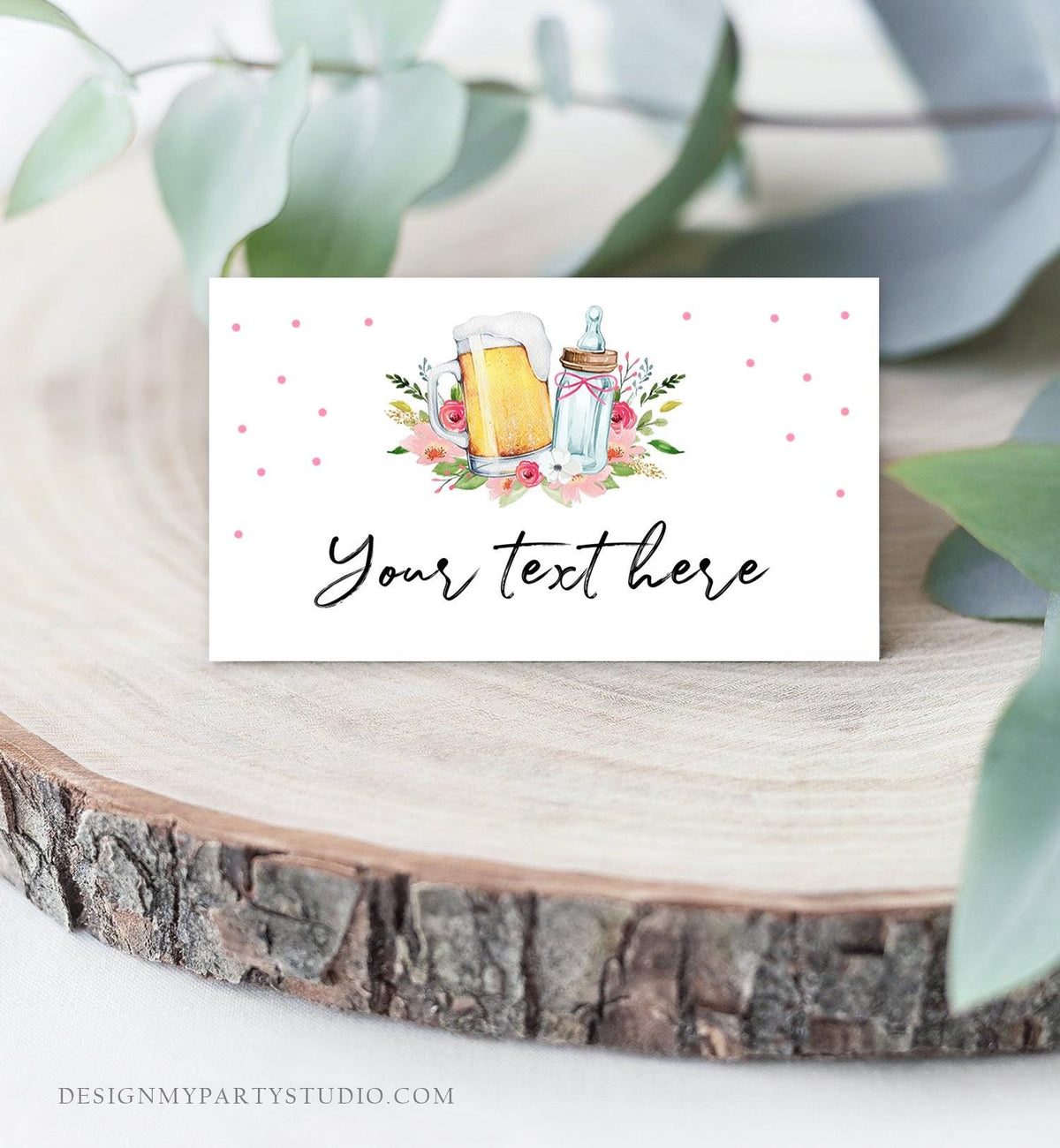 Editable Baby is Brewing Food Labels Tent Place Card Insert Card Gender Girl Pink Brewing Baby Shower Digital Template Printable 0190